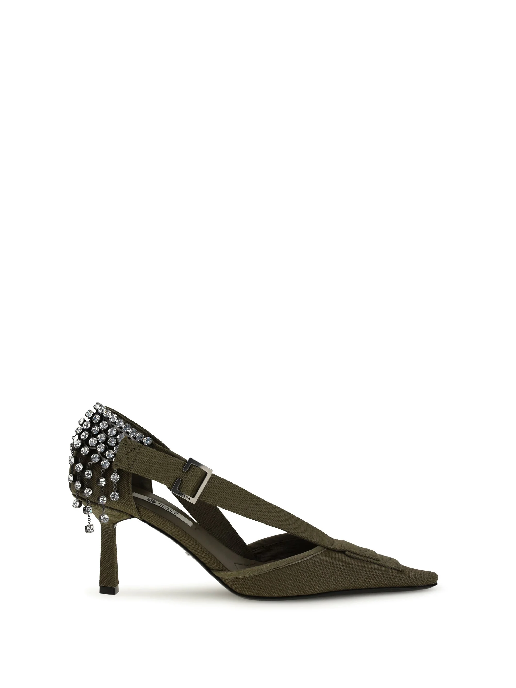 Prada Canvas Pumps With Crystals - 1