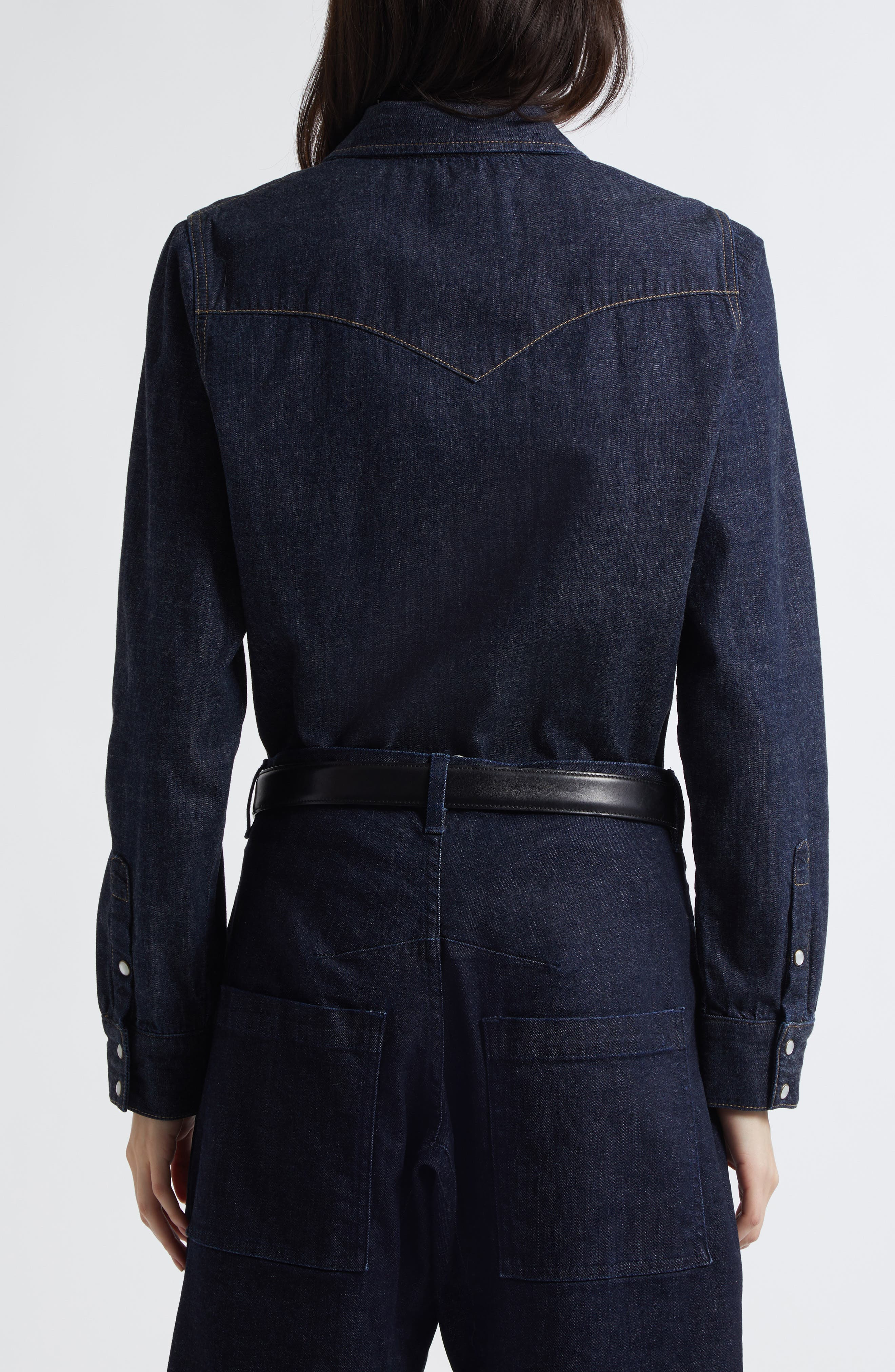 Nili Lotan Travis Long Sleeve Chambray Shirt in Indigo Rinse at Nordstrom - 3