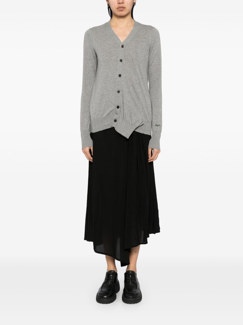 embroidered slogan cardigan - 2