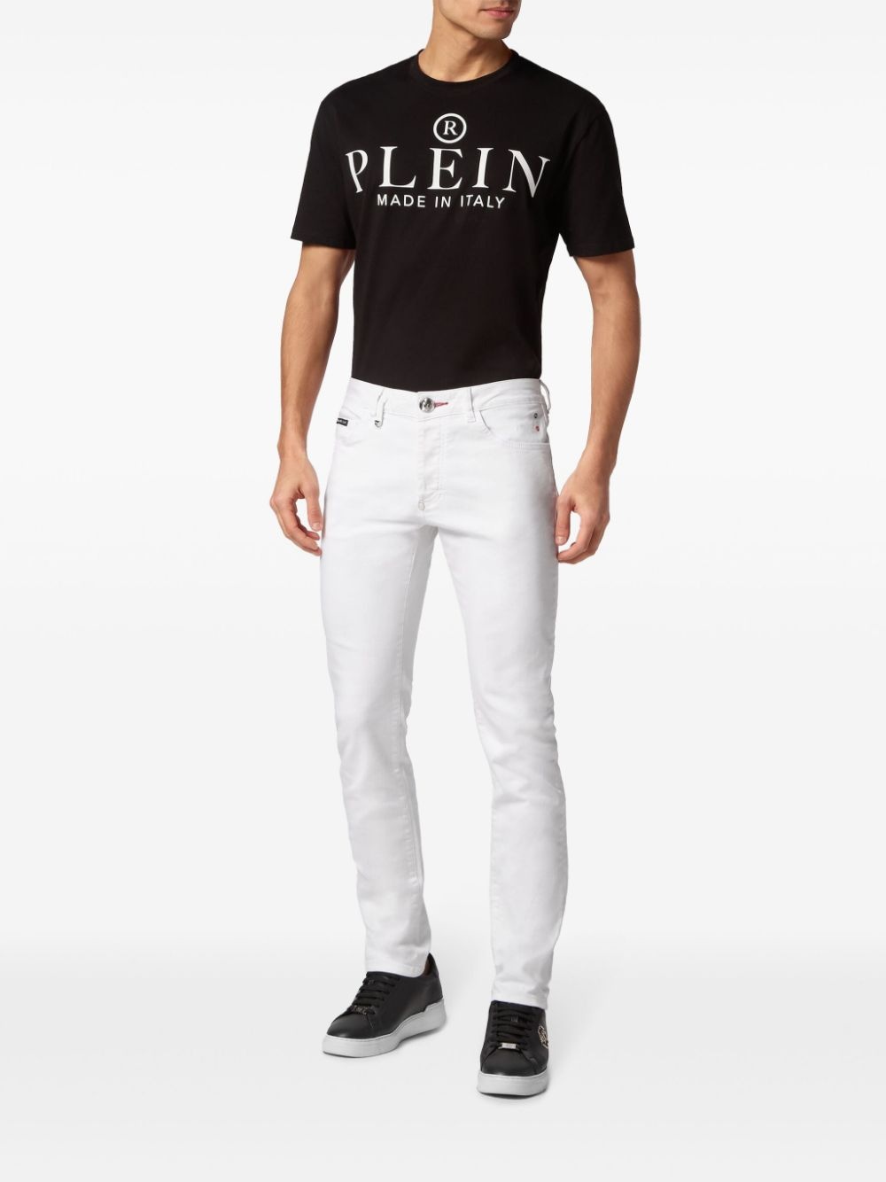 tiger-appliquÃ© straight-leg jeans - 2