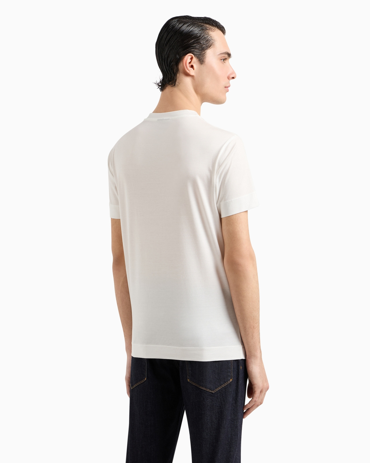 Lyocell-blend jersey T-shirt with ASV EA logo raised embroidery - 3