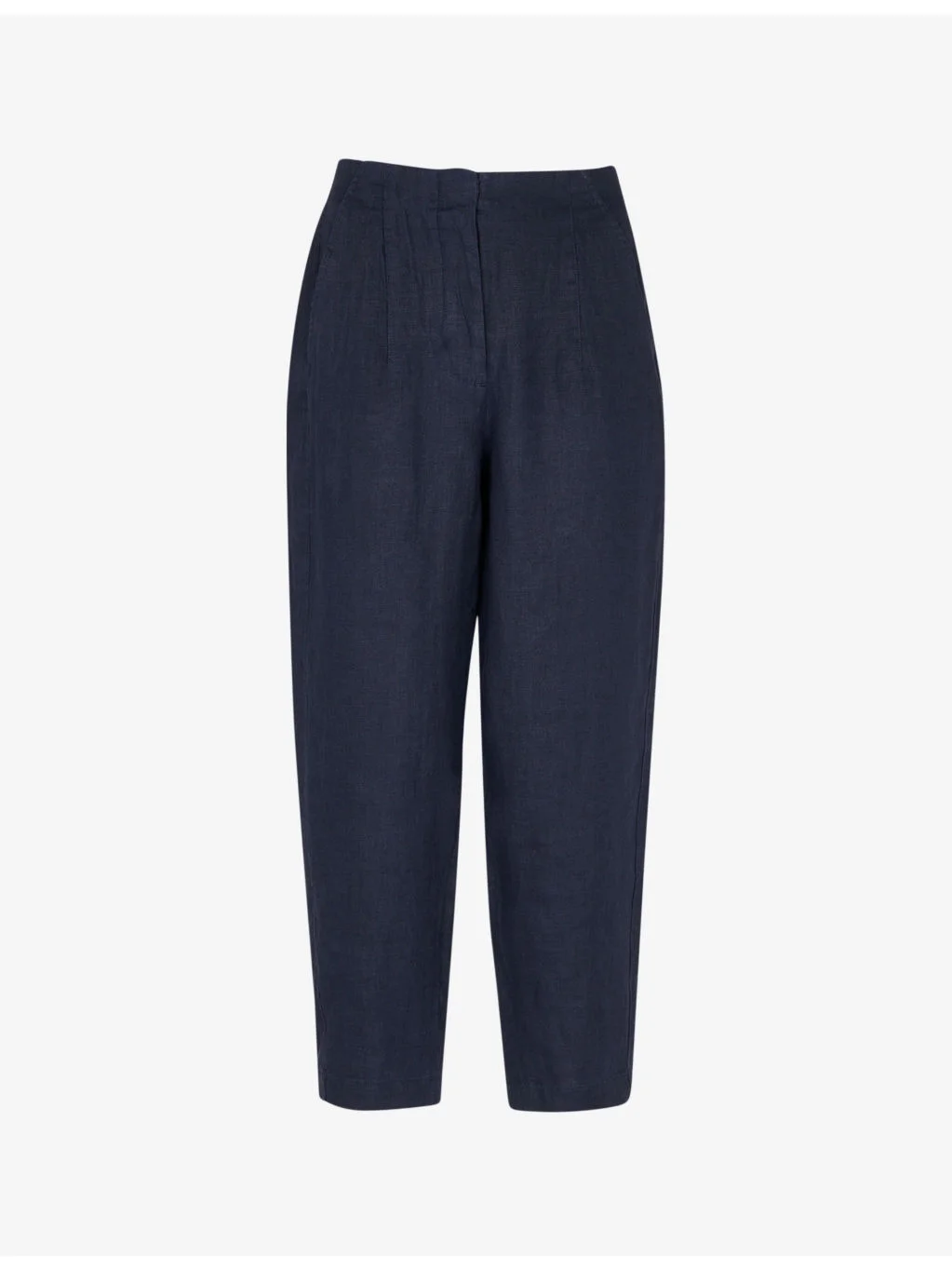 Patch-pocket barrel-leg mid-rise linen trousers - 1