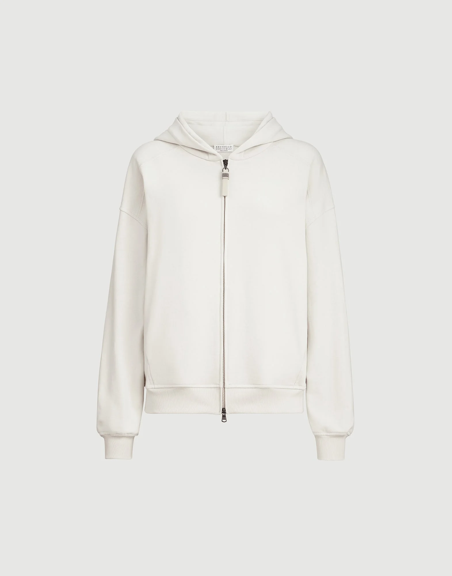 Cotton smooth French terry topwear with shiny zipper pull - 1