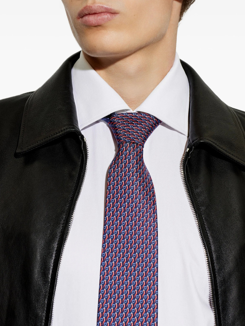 FERRAGAMO Ferragamo Gancini Chilli-print Tie outlook