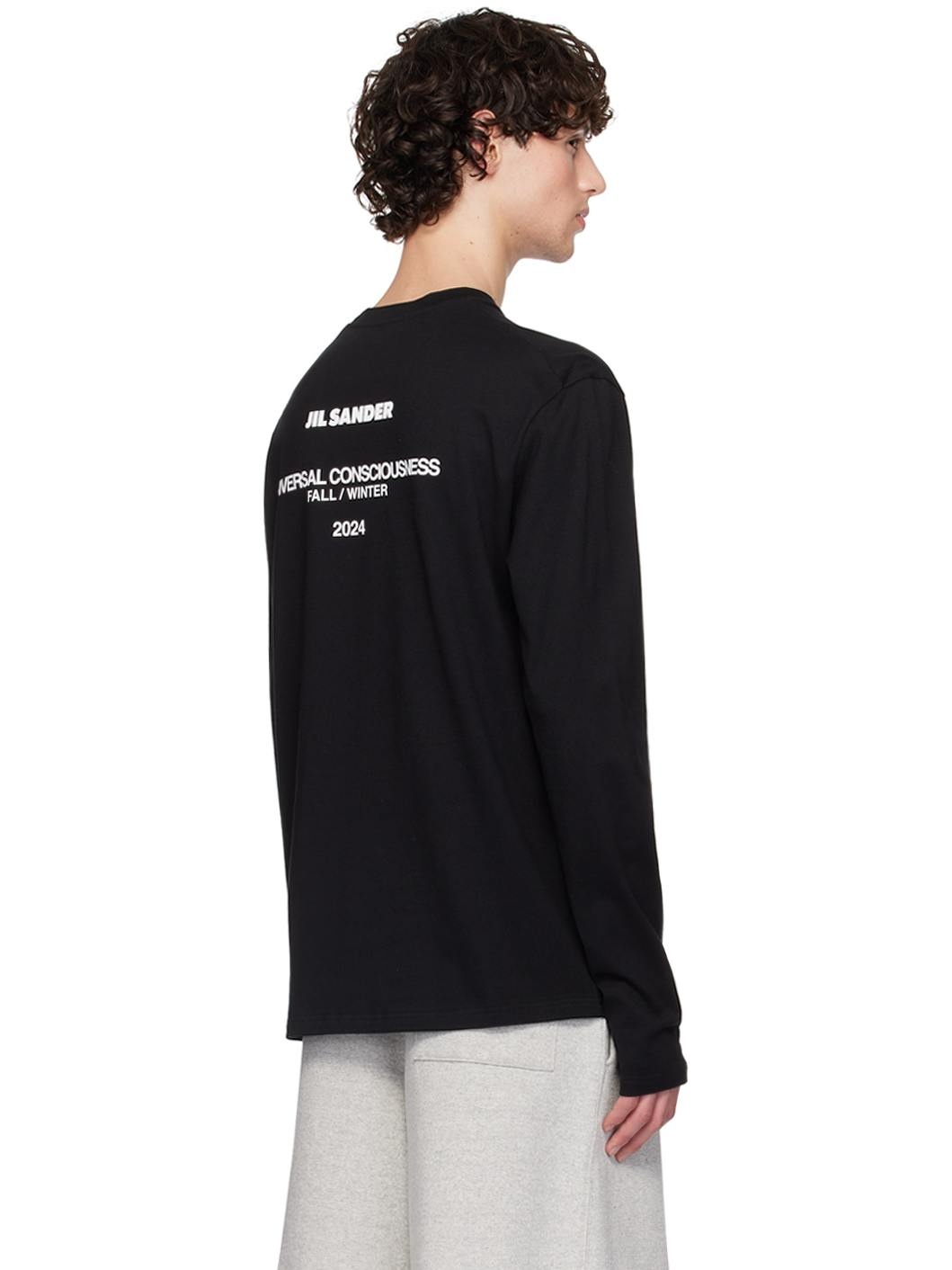 Black Crewneck Long Sleeve T-Shirt - 3