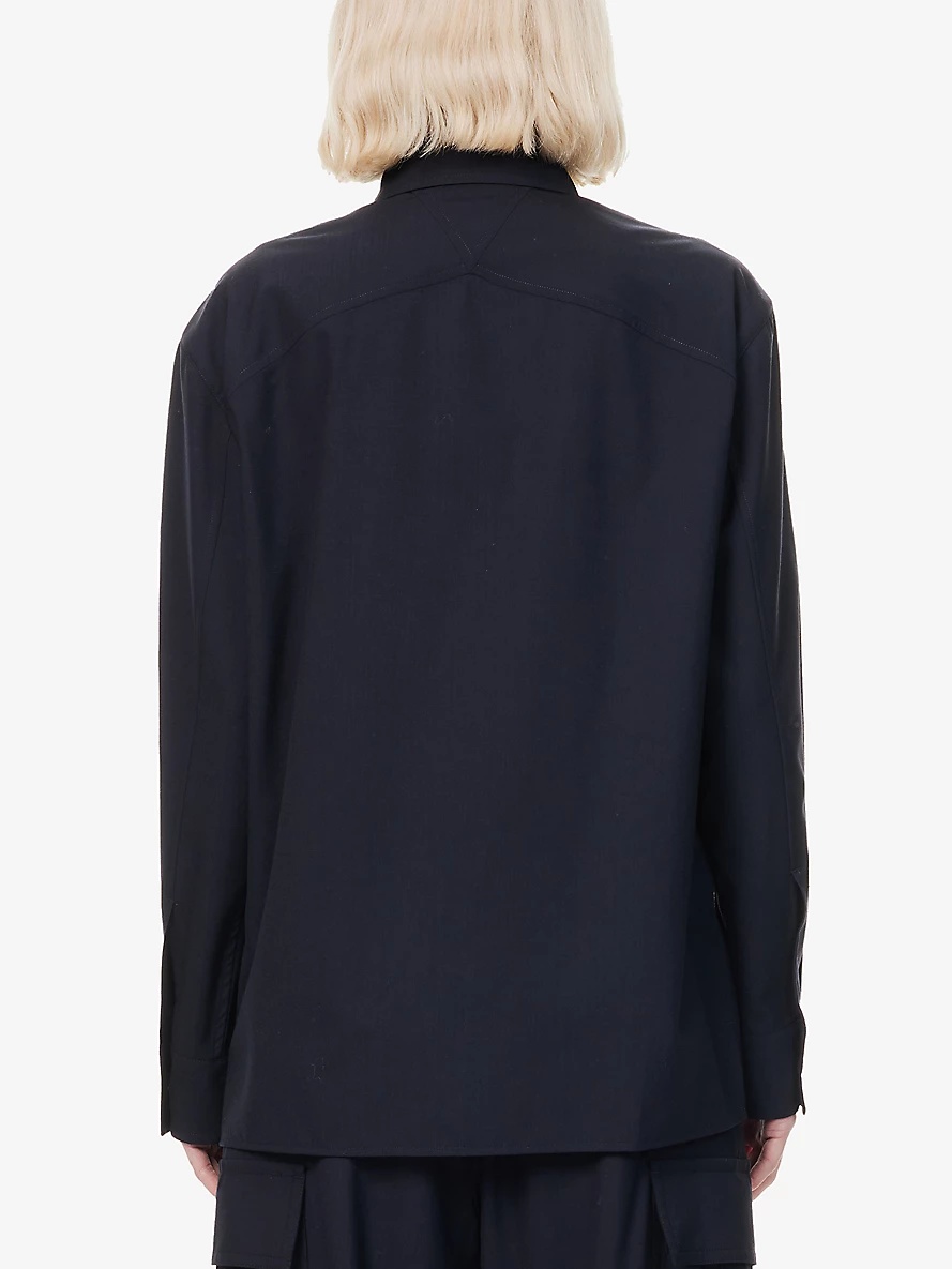 Pointed-Collar Fine-Wool Shirt - 4