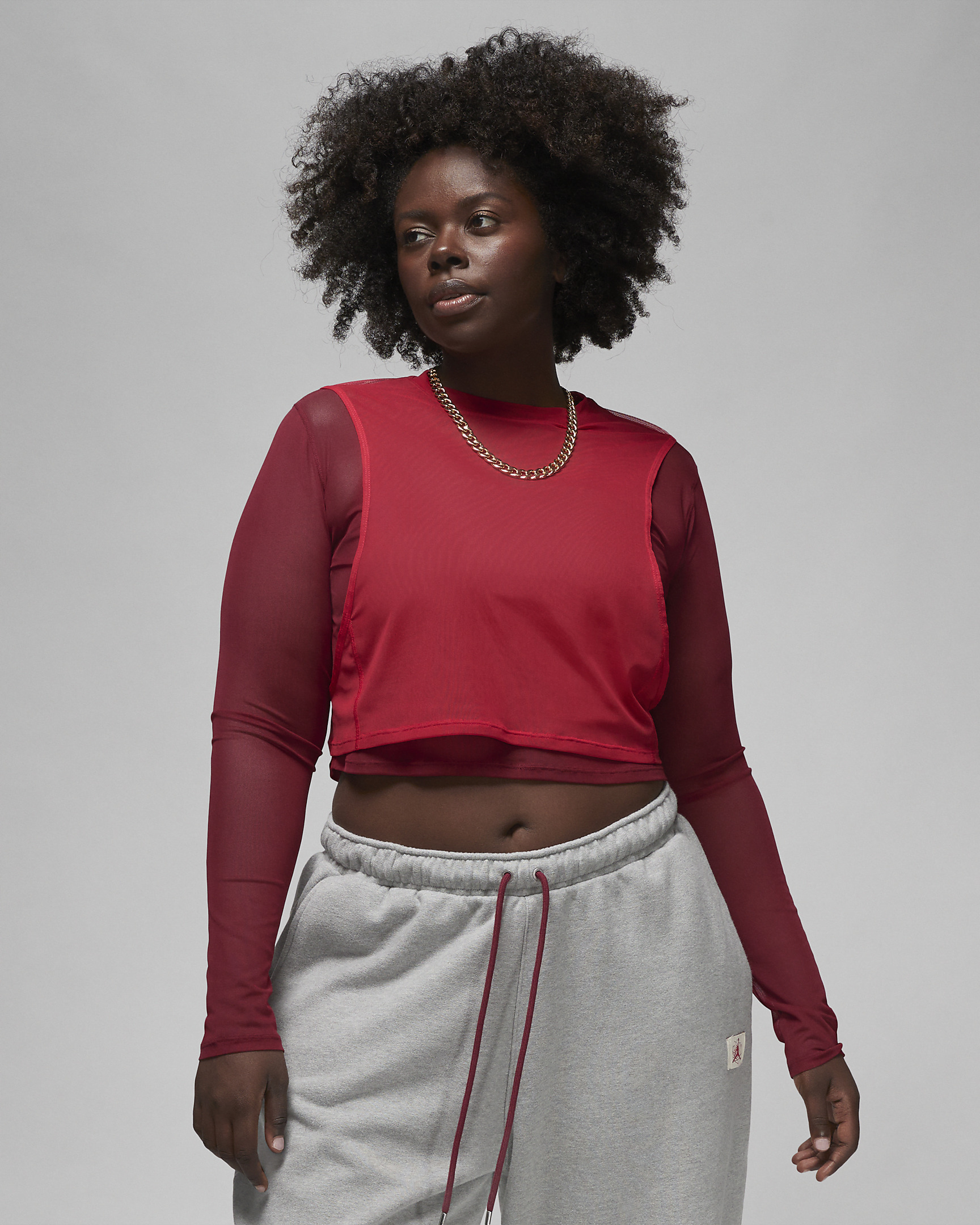 Women's Jordan x Teyana Taylor Long-Sleeve Mesh Top - 1