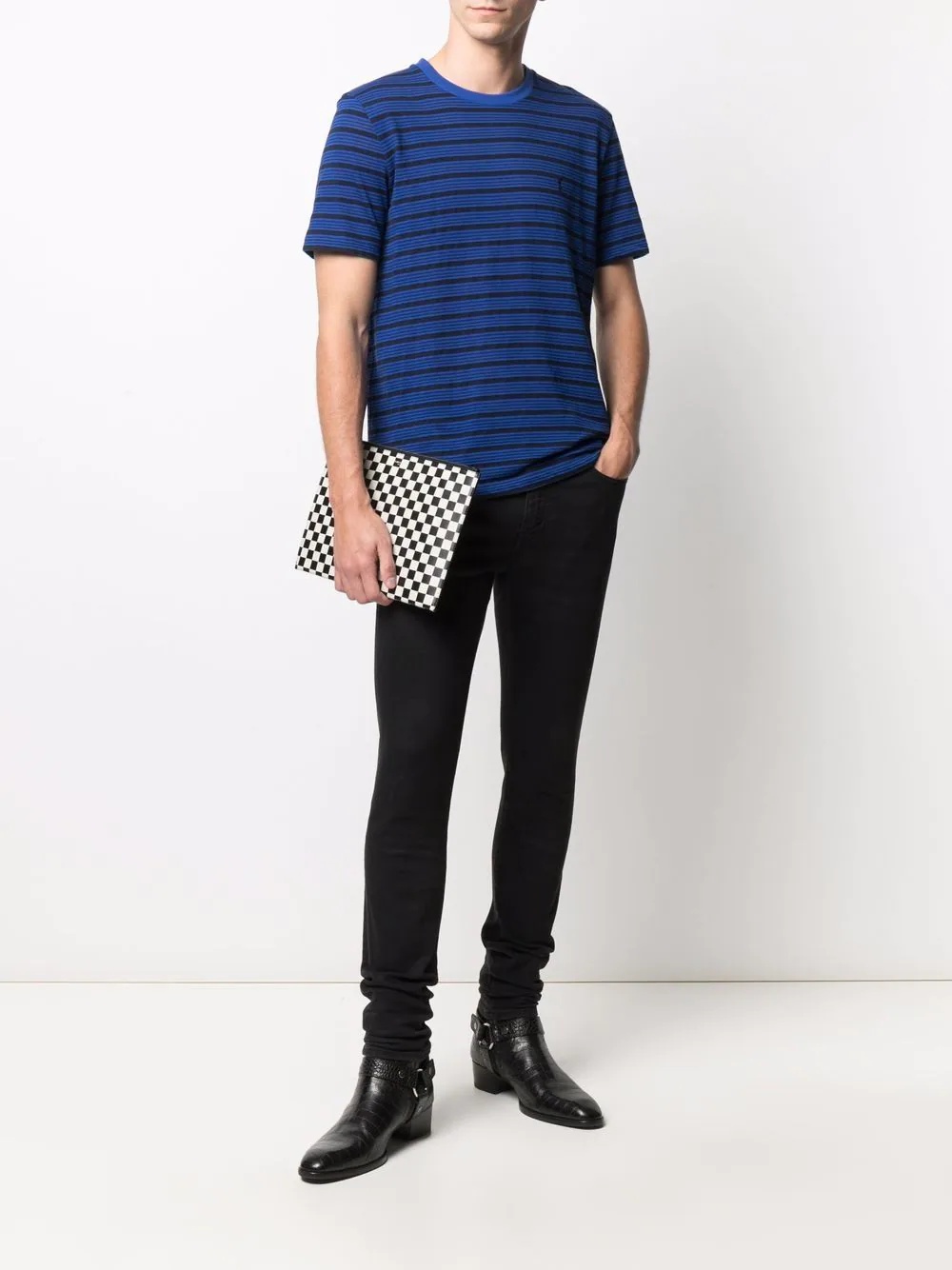 logo-embroidered striped T-shirt - 2