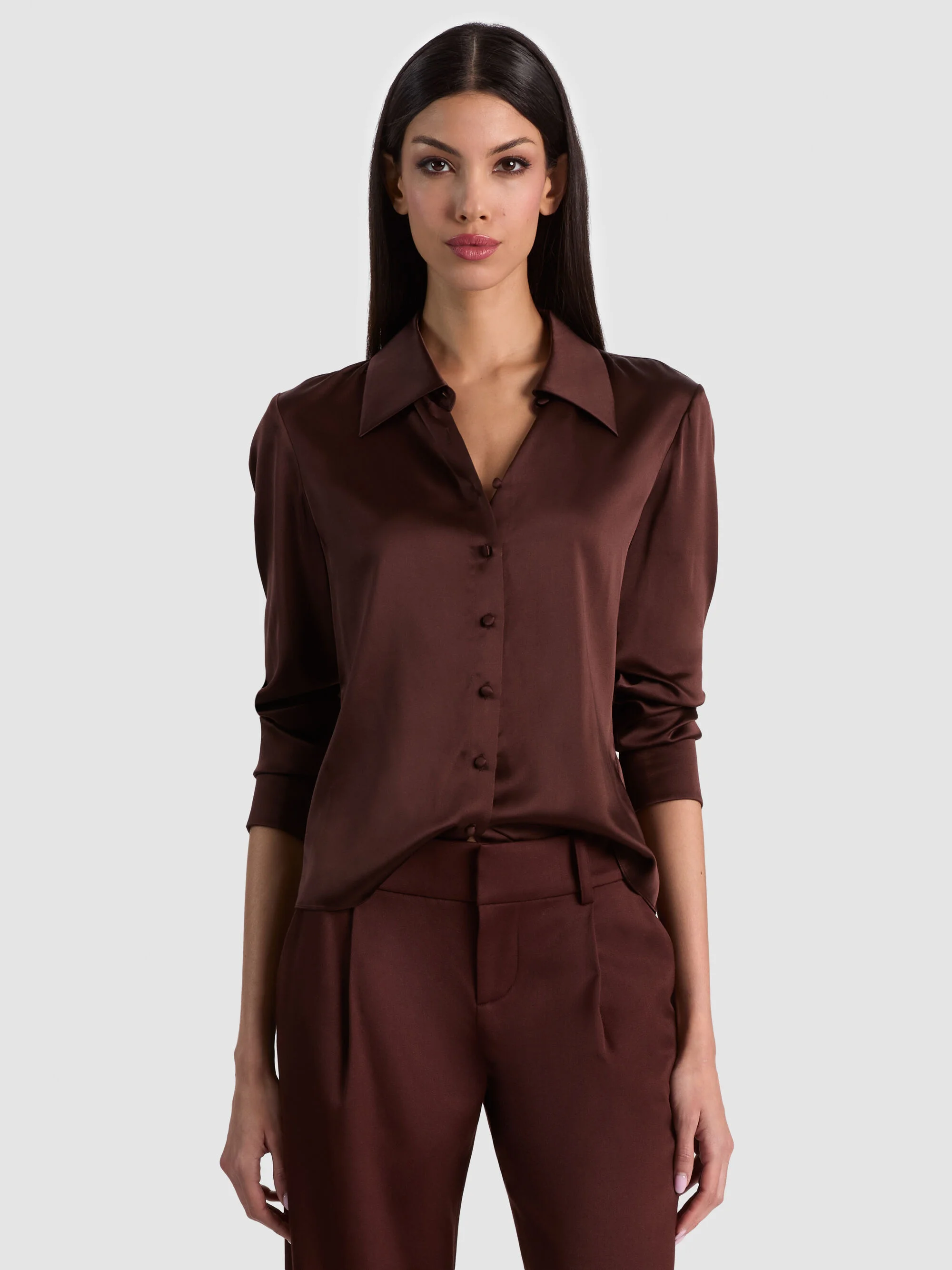 WILLA SILK BLOUSE - DARK CHOCOLATE - 1