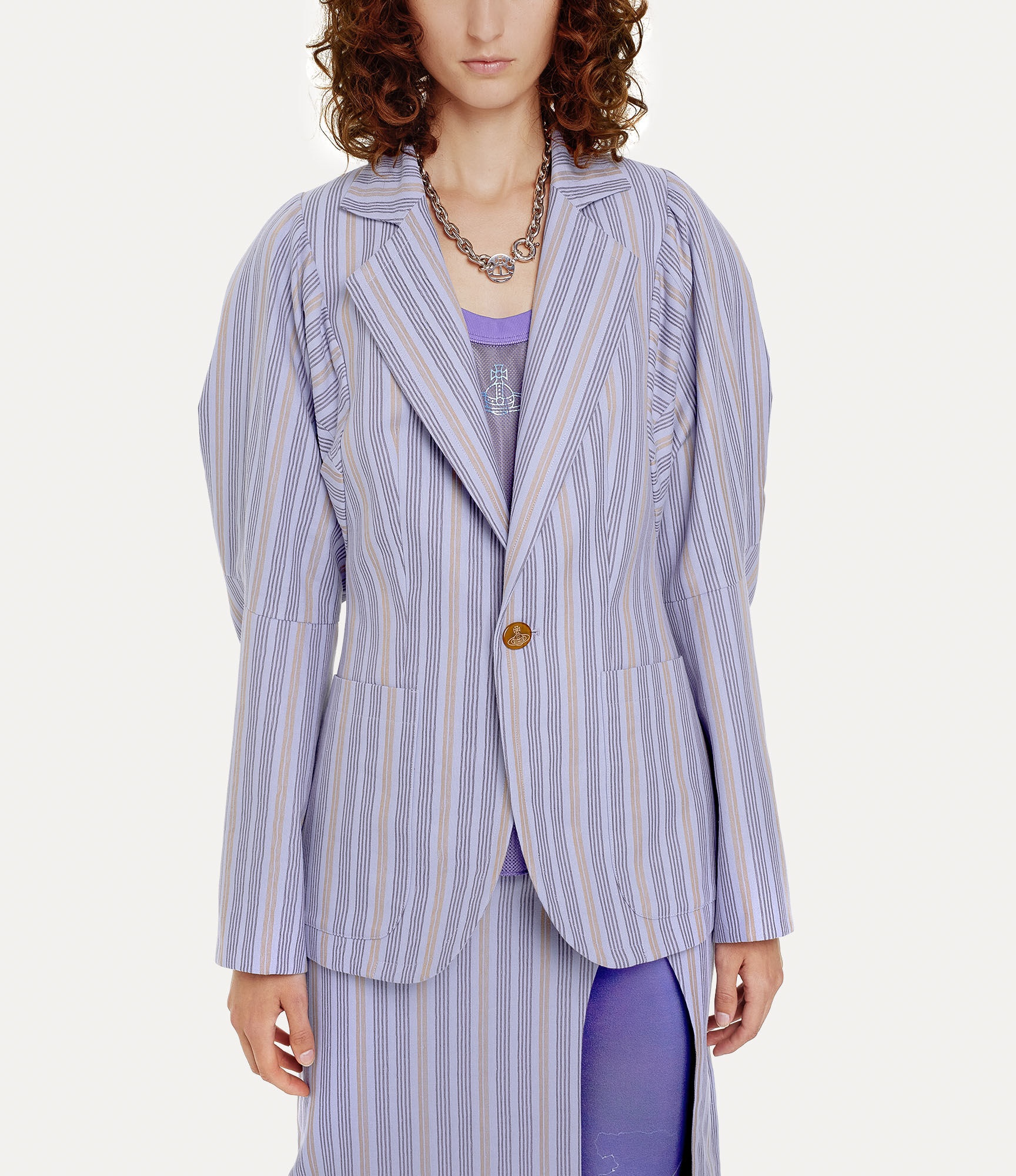 VIVIENNE WESTWOOD ジャケット Pourpoint striped cotton 917775 Pourpoint striped cotton blazer in purple - Vivienne