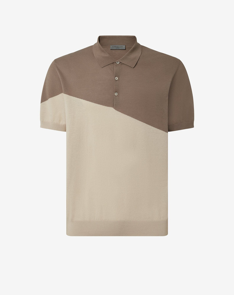 Walnut/nude button-up Ice cotton polo shirt 1