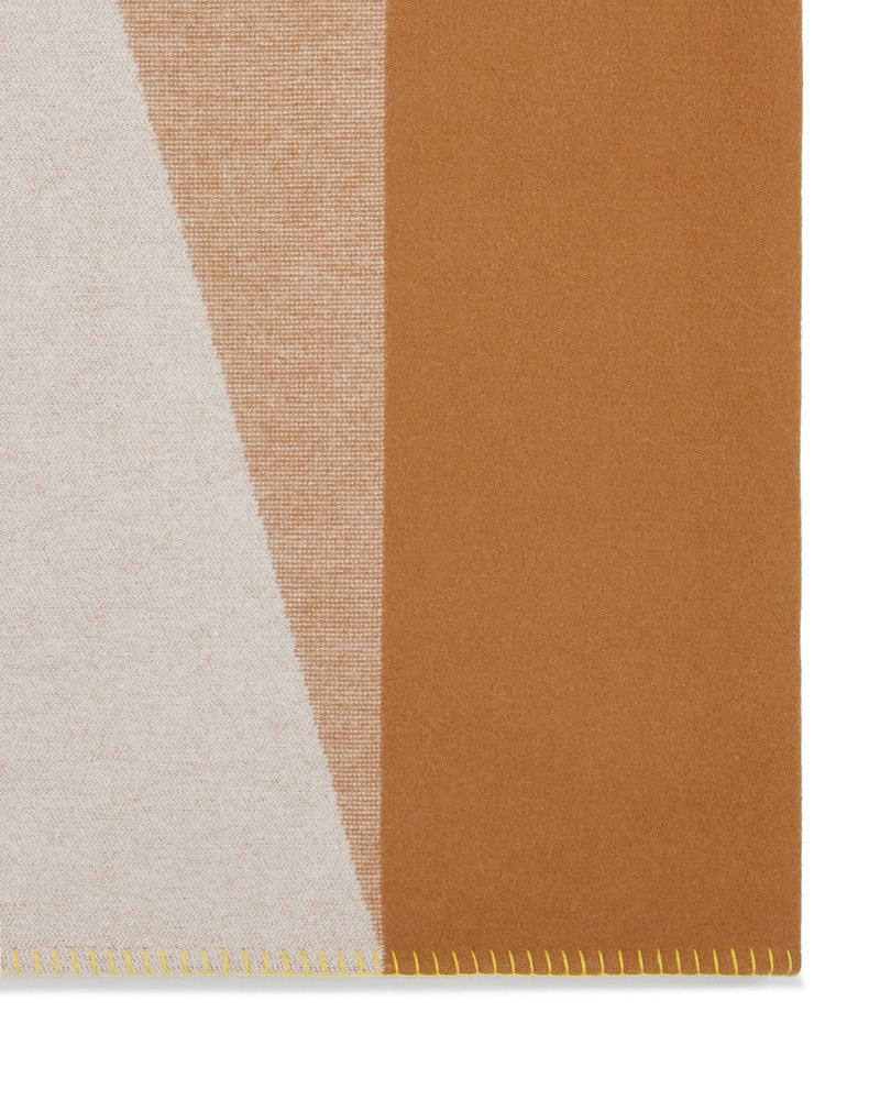 Colour Block Blanket Teak & Cream Lambswool 4