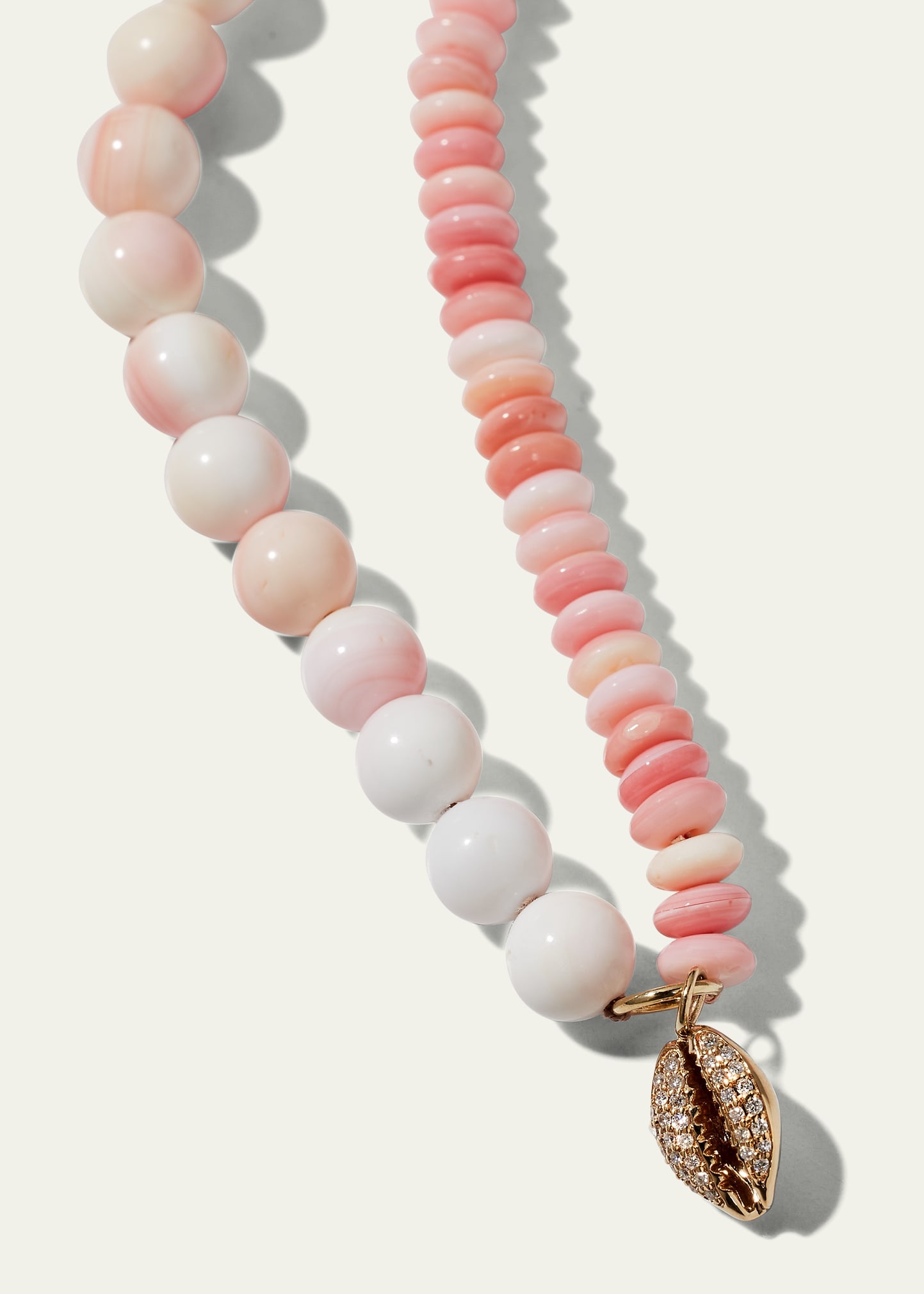 Yellow Gold Conch Shell Combo Necklace with Pave Cowrie Charm - 3