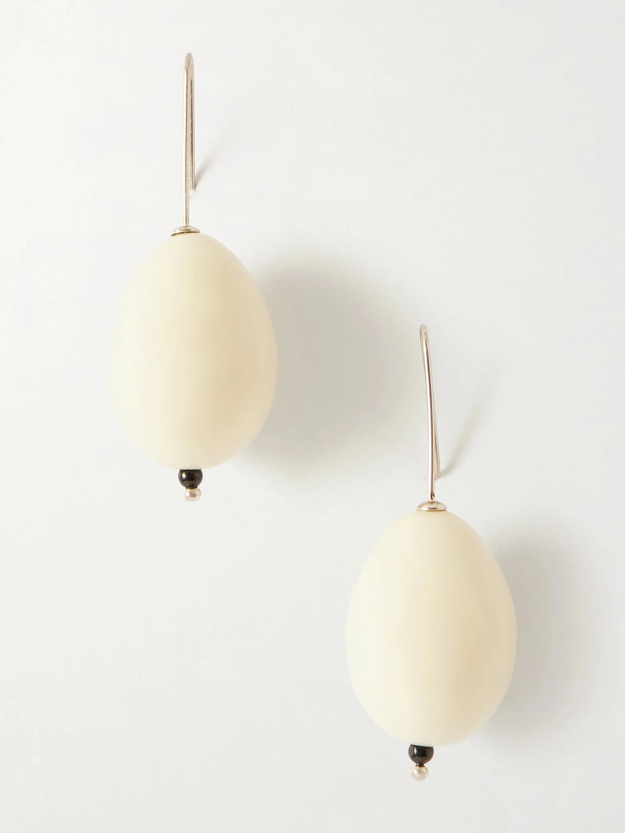 Host Egg Porcelain, Crystal-quartz And Sterling Silver Earrings - 1