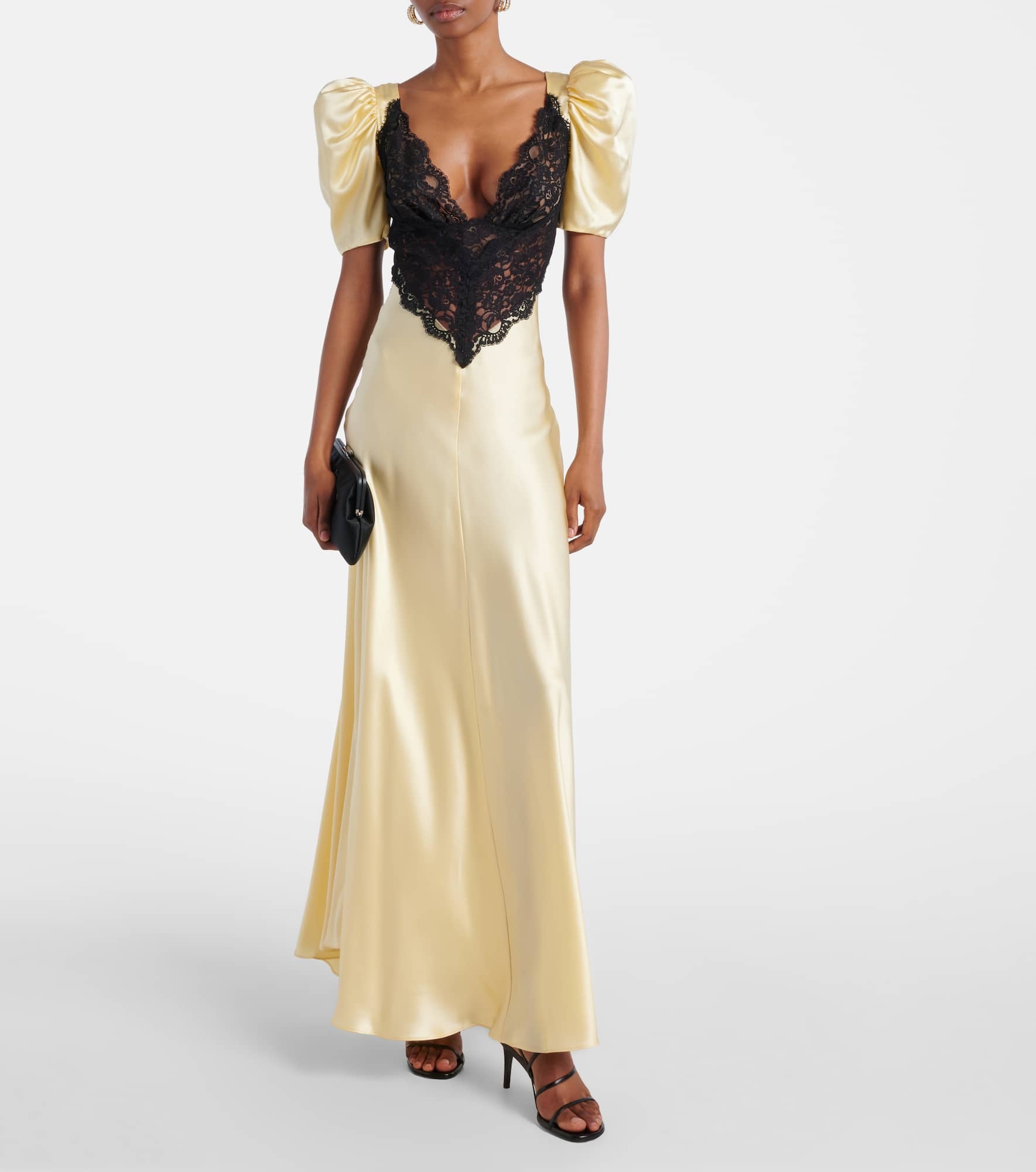 Lace-trimmed silk charmeuse gown - 2