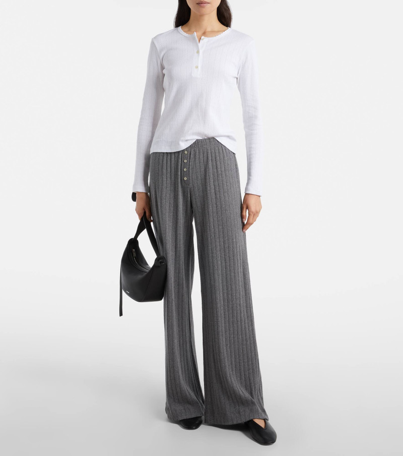 LESET Pointelle cotton wide-leg pants outlook