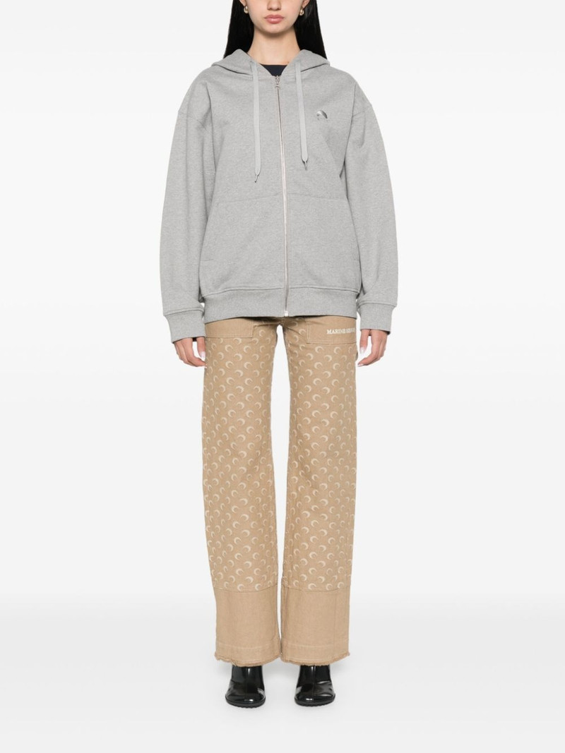 Marine Serre Crescent Moon zip-up hoodie outlook