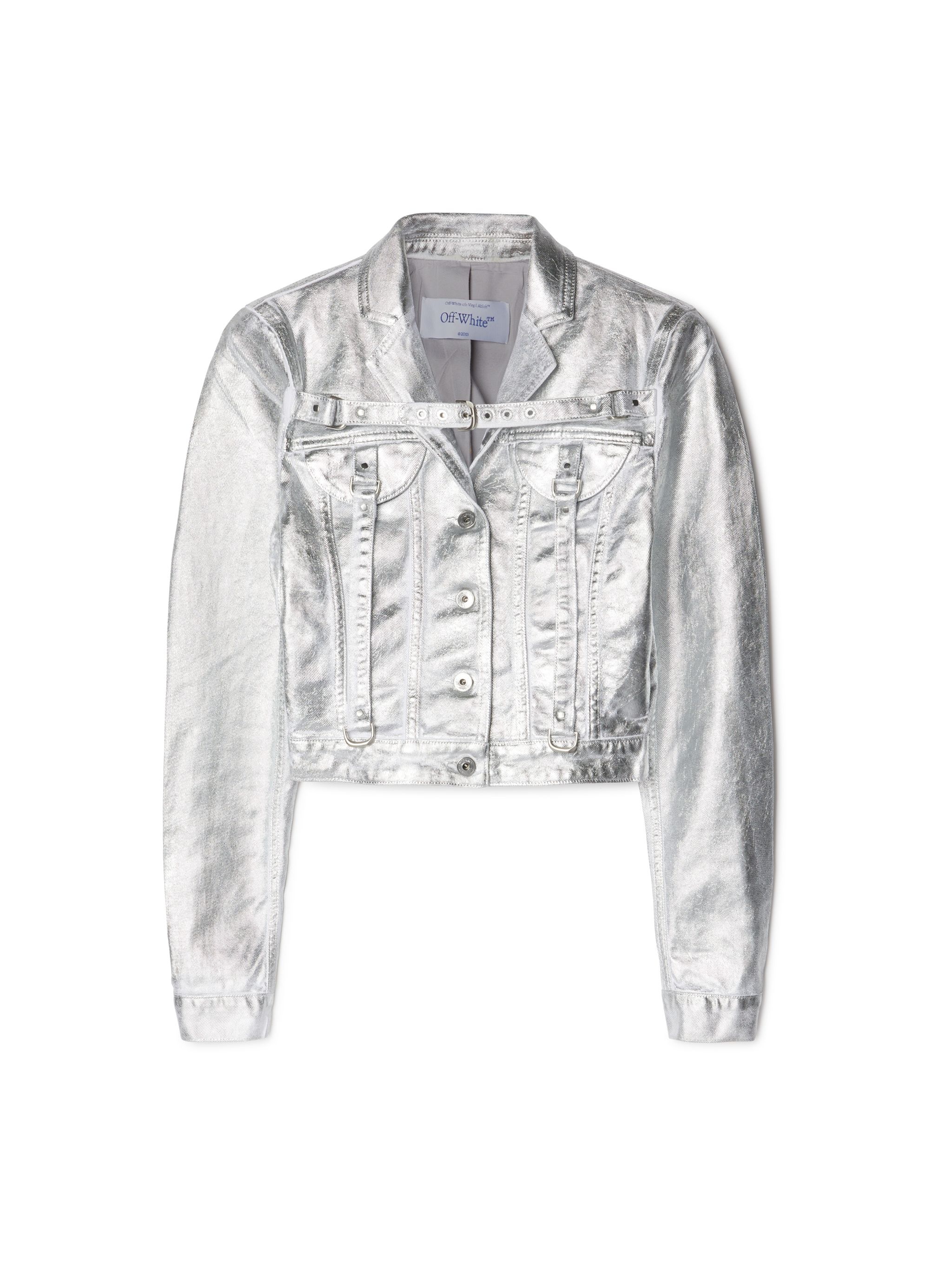 Laminated Cargo Crop Jacket Silver No Co - 4