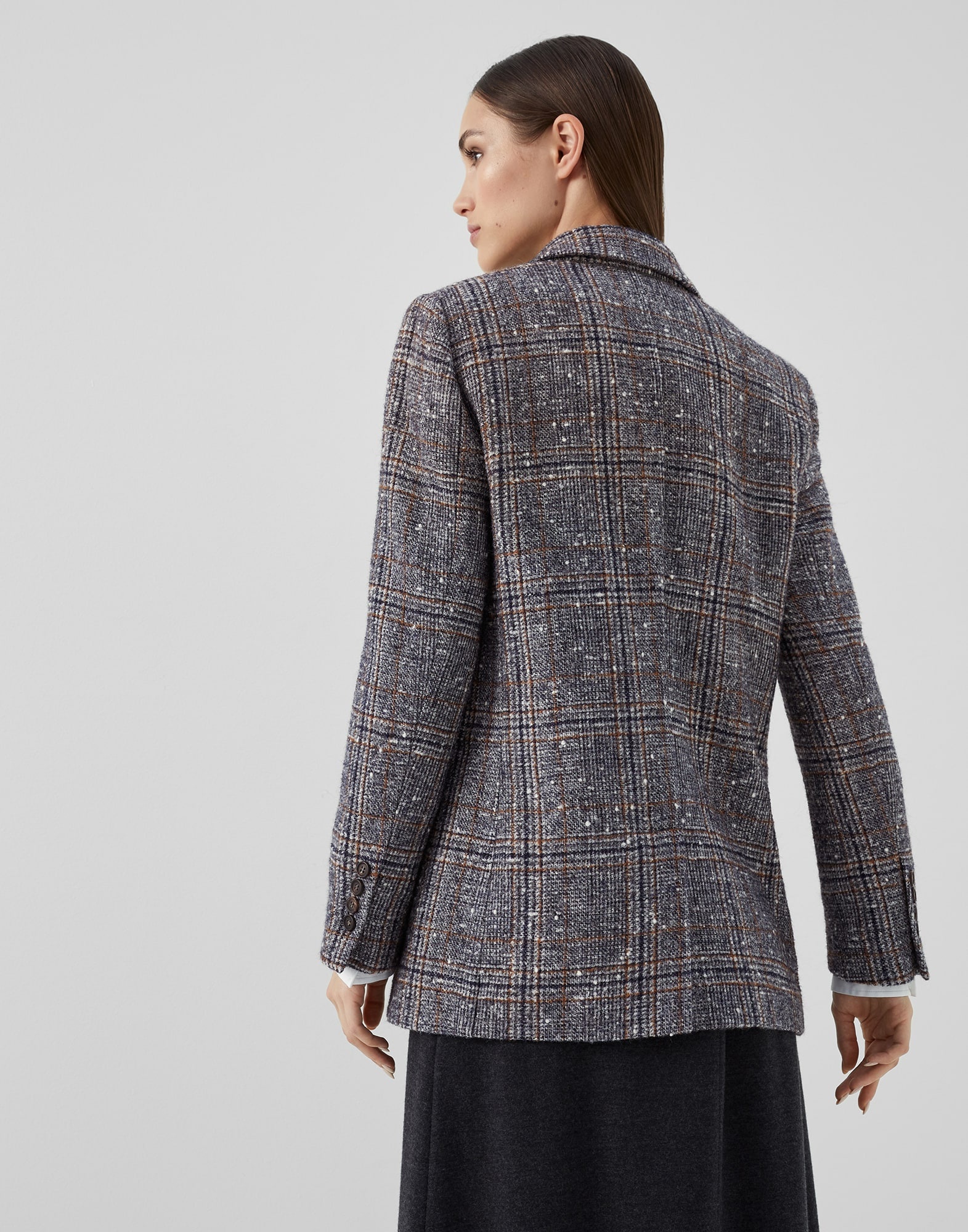 Wool and alpaca Prince of Wales blazer with monili - 2