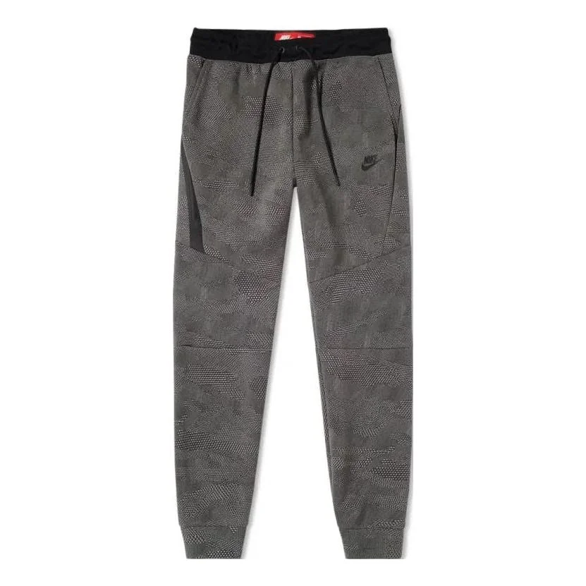 NIKE TECH FLEECE ALLOVER PRINT PANTS 'CARBON HEATHER BLACK' 836416-010 - 1