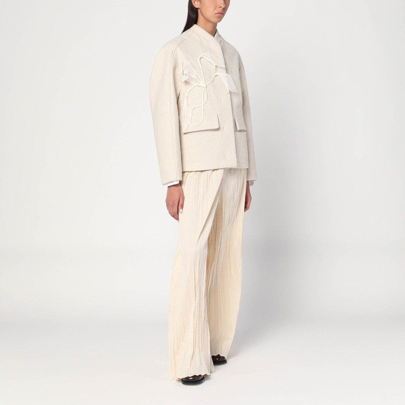 MKDT STUDIO Pinola-atelier pleated fabric ivory trousers outlook