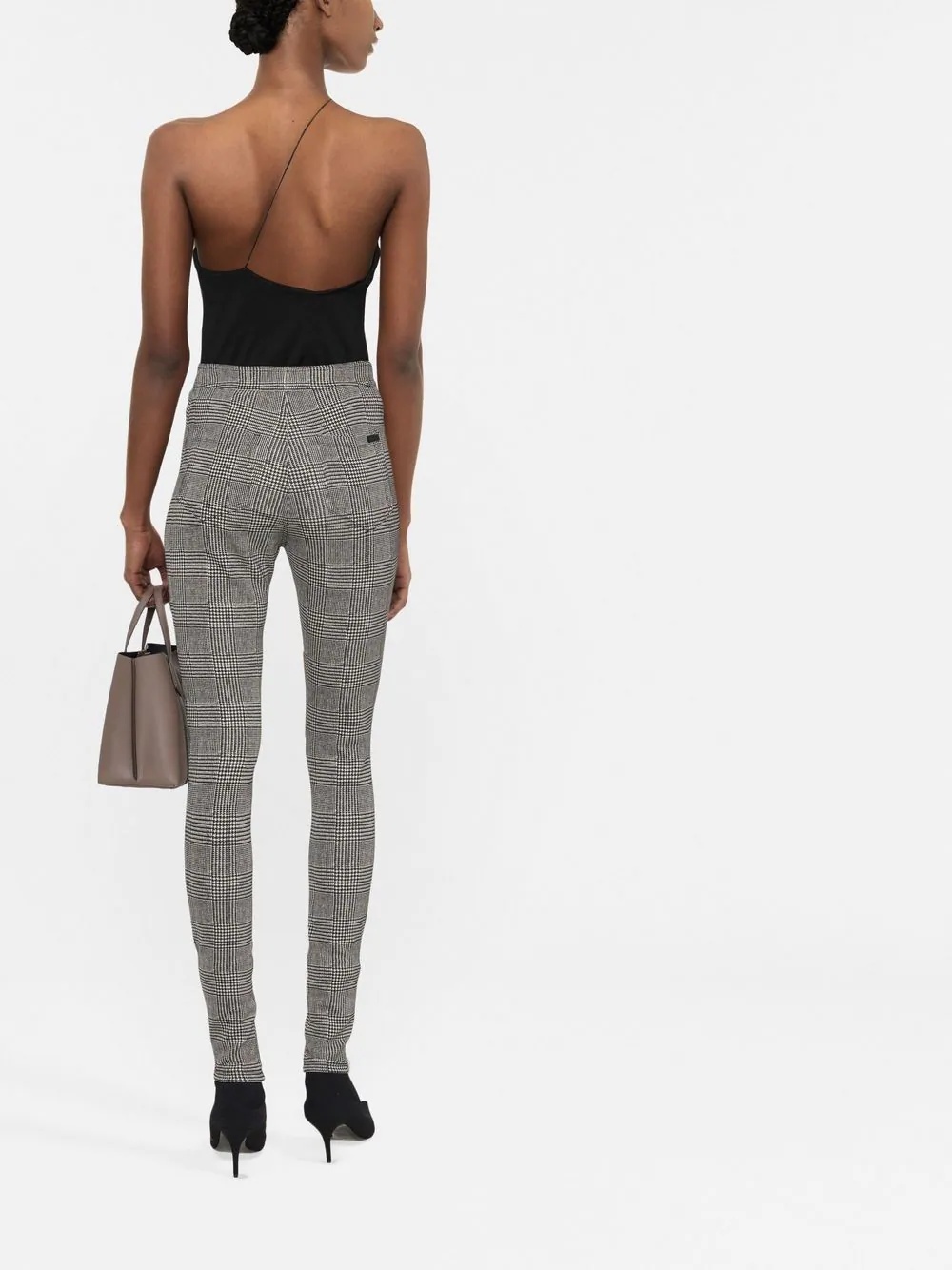 check-patterned skinny trousers - 4