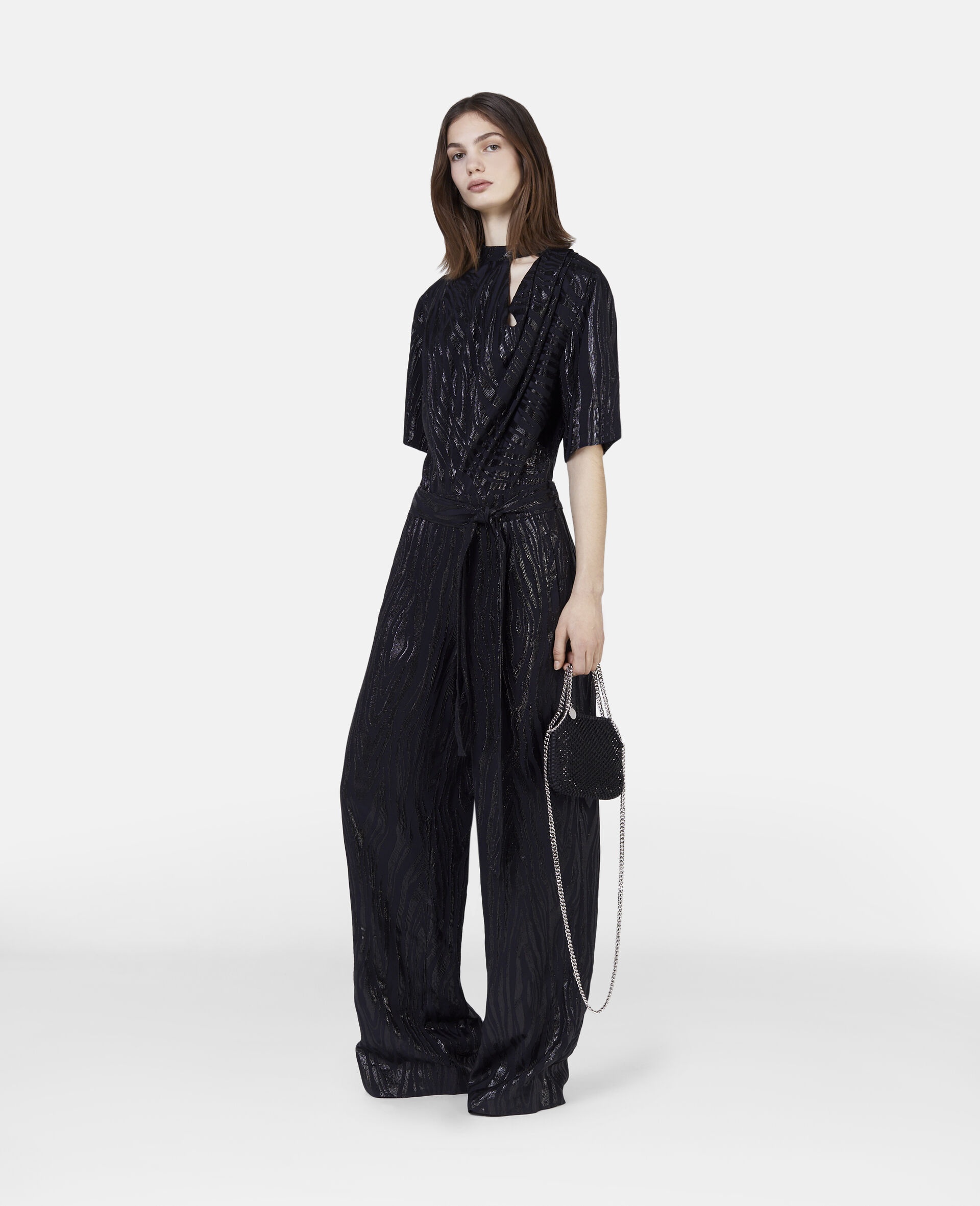 Woodgrain Print Lurex Jumpsuit - 2