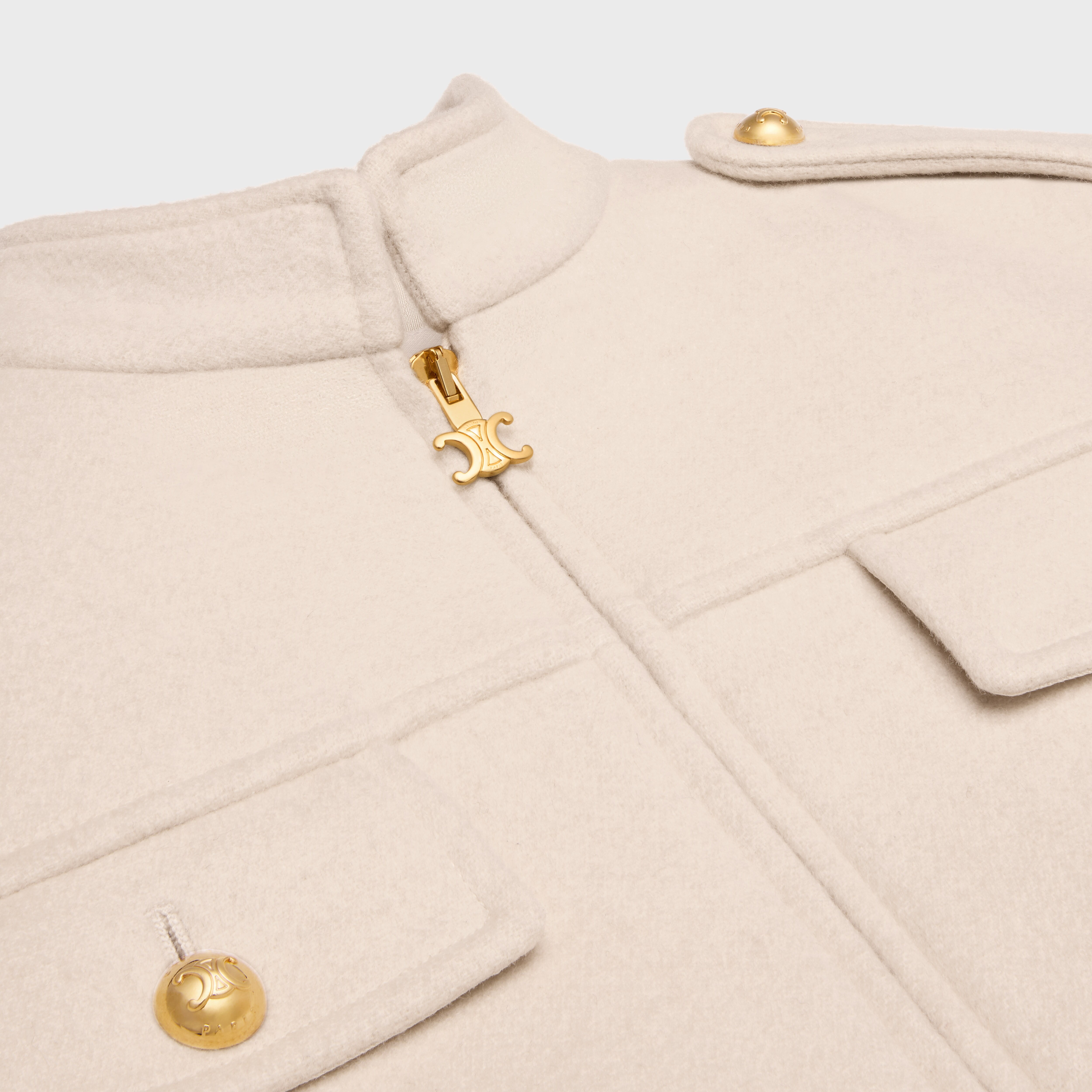 Blouson jacket with stand-up collar in double faced cashmere - 3