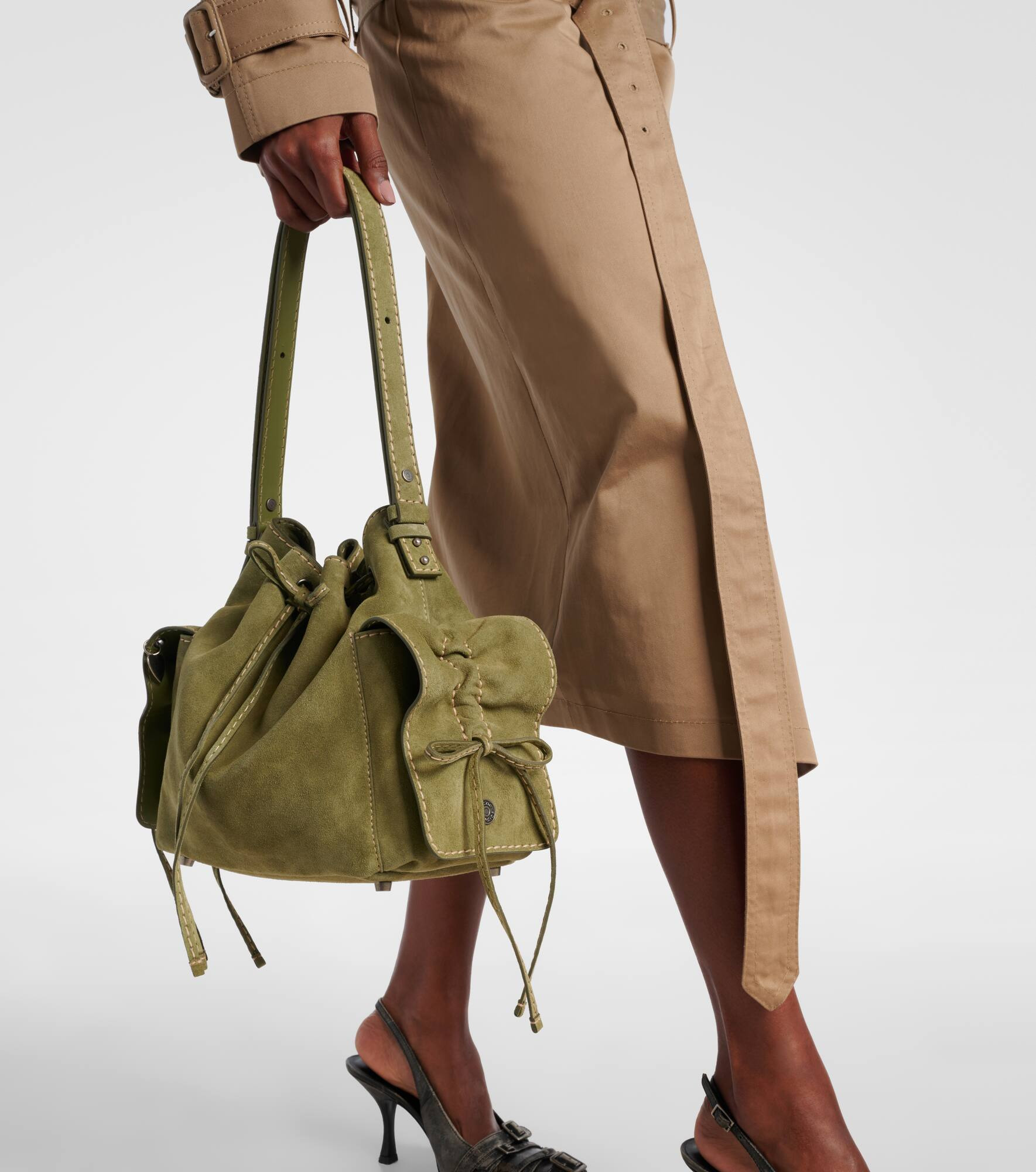 Multipocket Mini suede bucket bag - 6