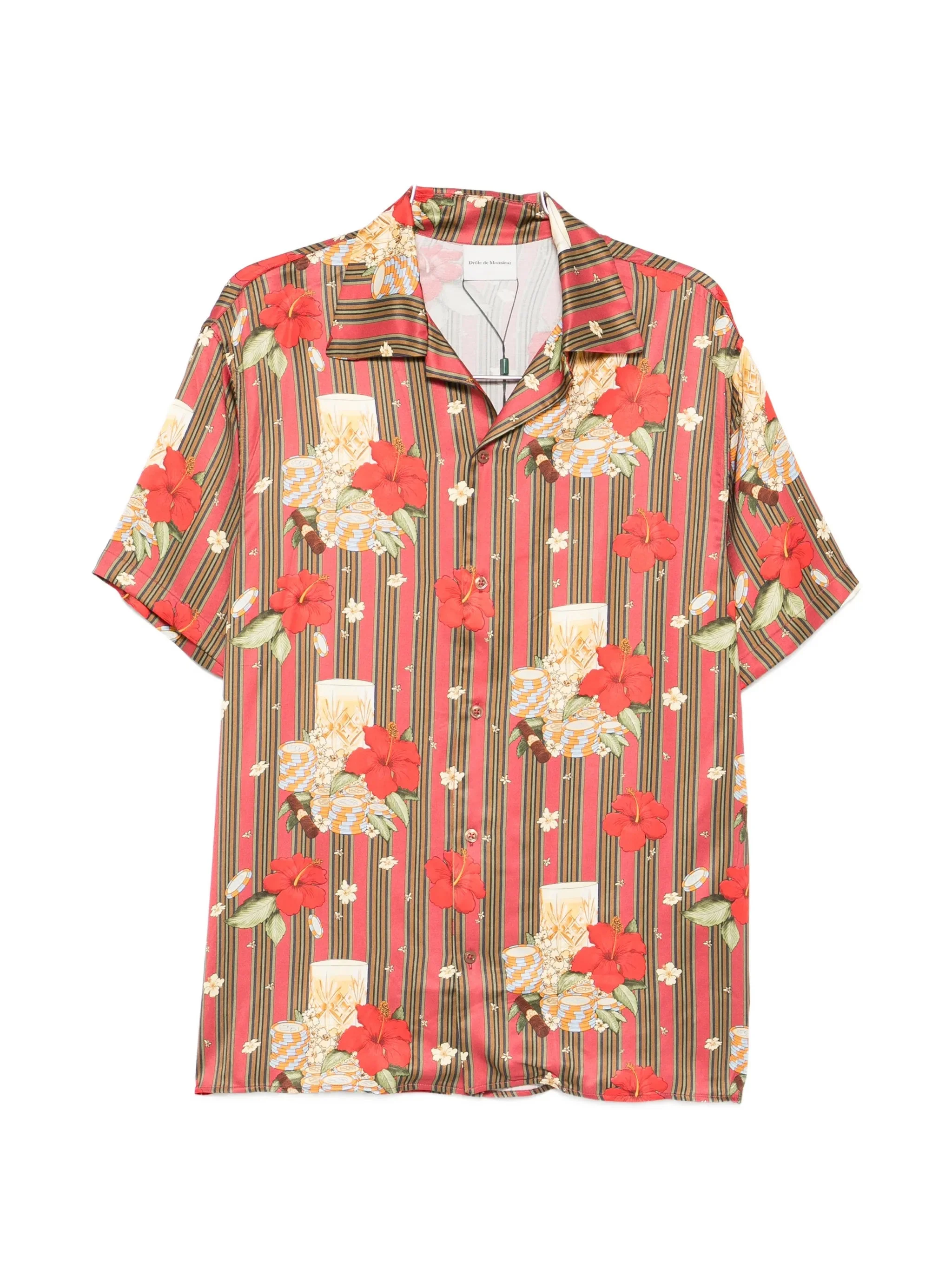 Drole De Monsieur Hibiscus Club Striped Shirt - 1