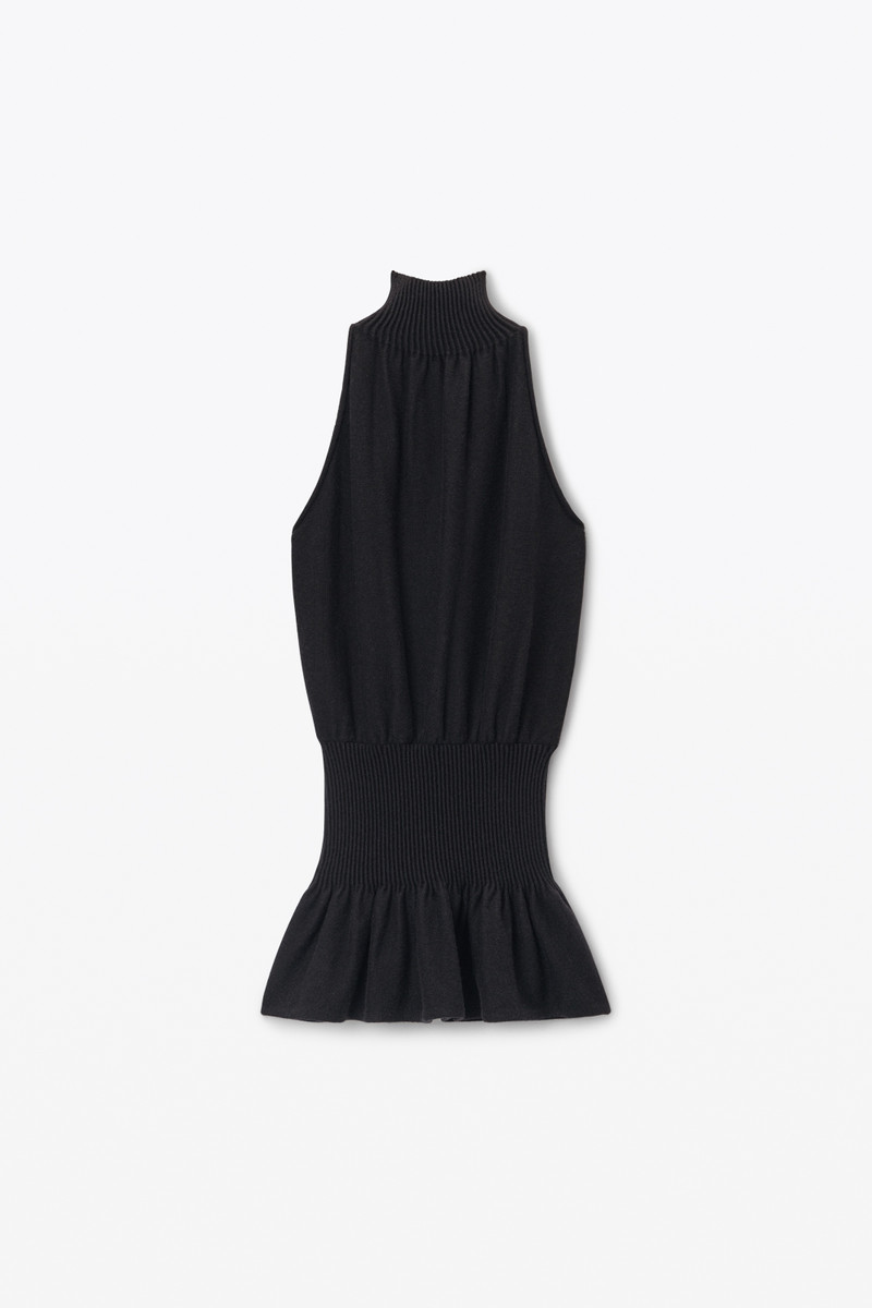 Ruched Turtleneck Halter Dress 1