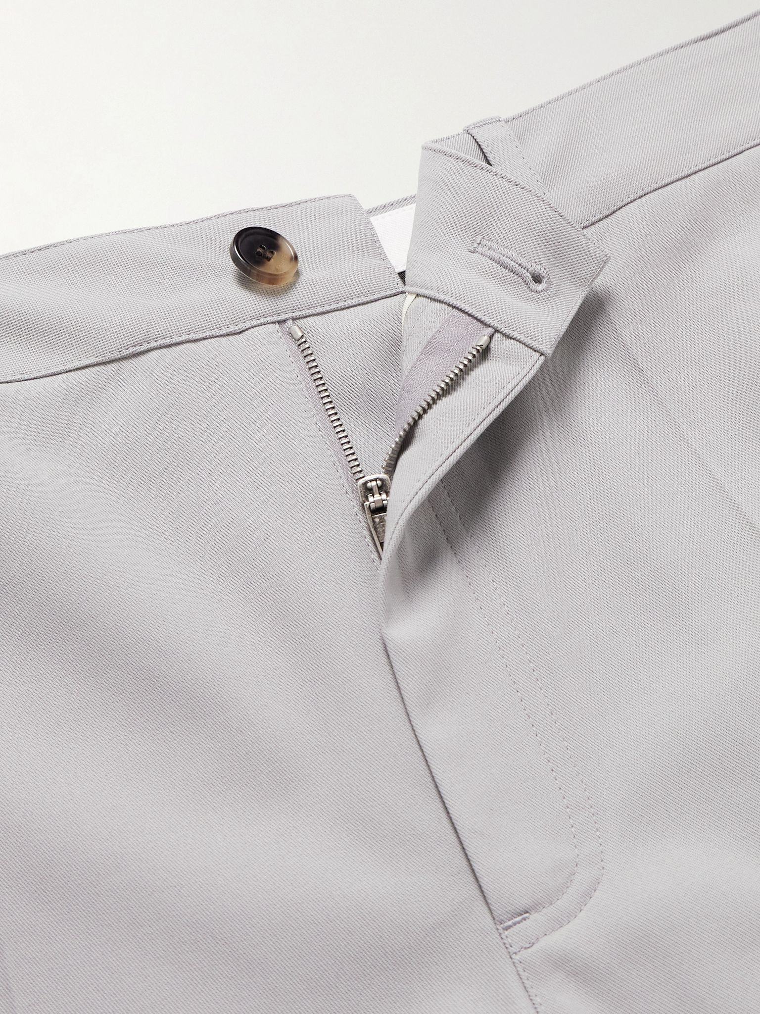 Straight-Leg Logo-Print Distressed Cotton-Twill Shorts Light gray - 6