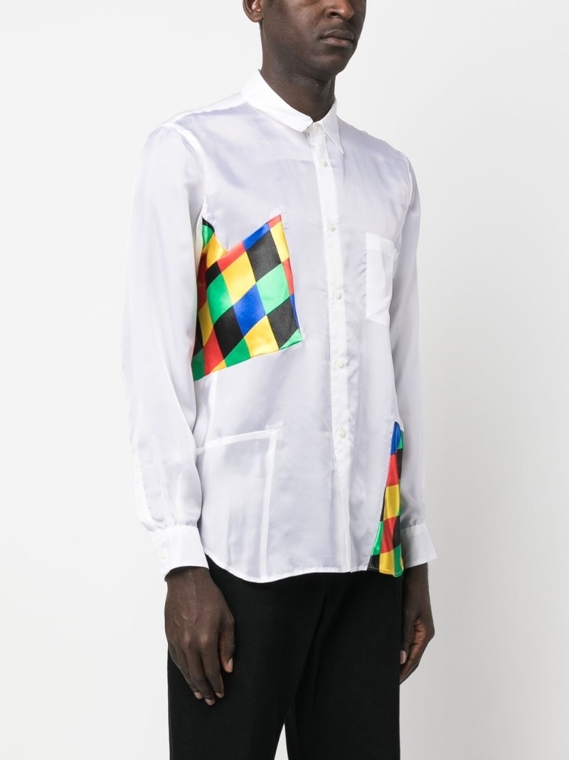 patchwork-detail long-sleeve shirt - 3