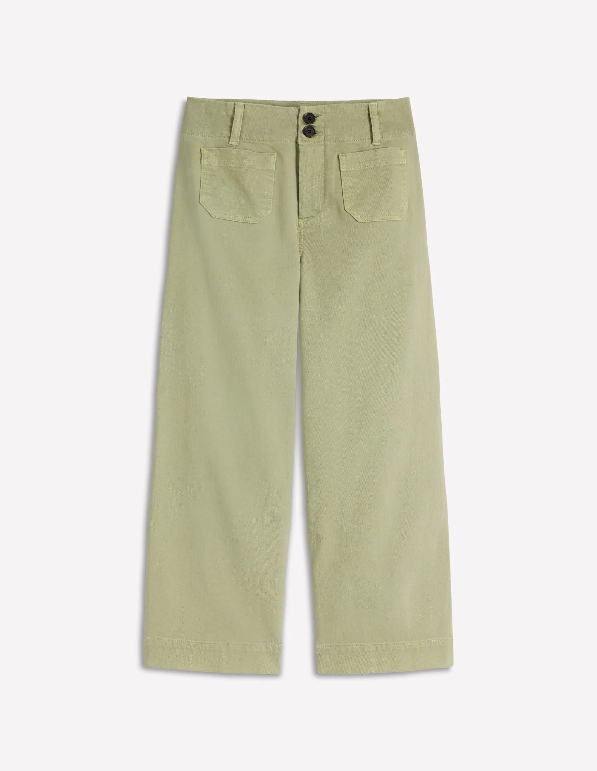 Patch Pocket Cropped Pants-Soft Green - 1