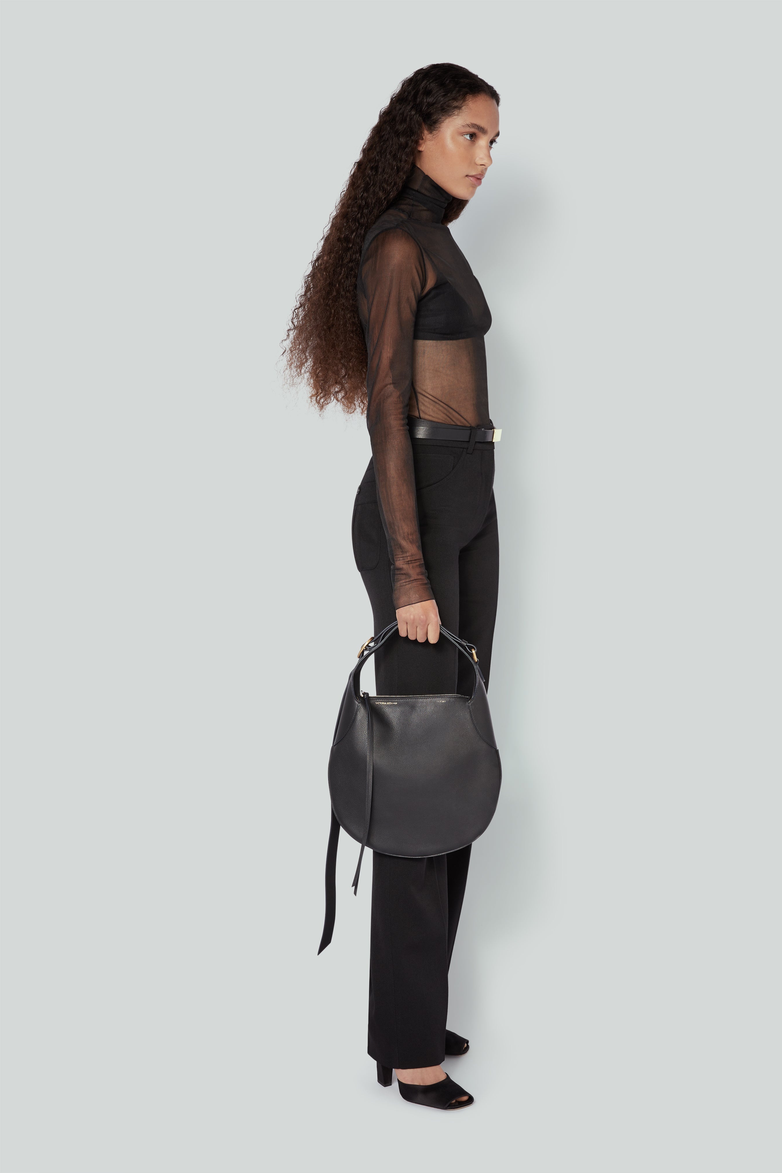 Small Half Moon Bag In Black Leather - 5