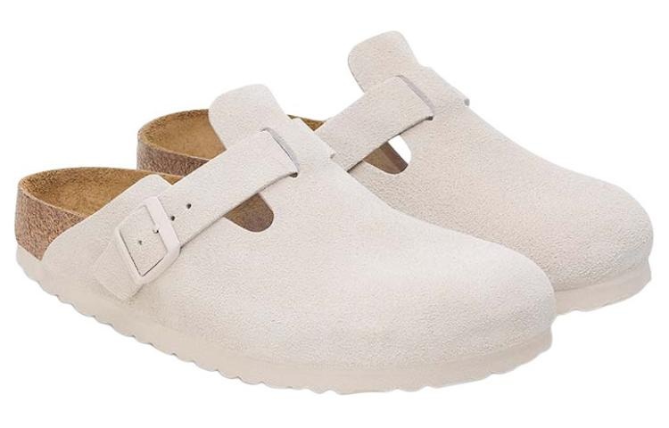Birkenstock Boston Soft Footbed Suede Leather Narrow Fit Sandals 'Antique White' 1027693 - 3