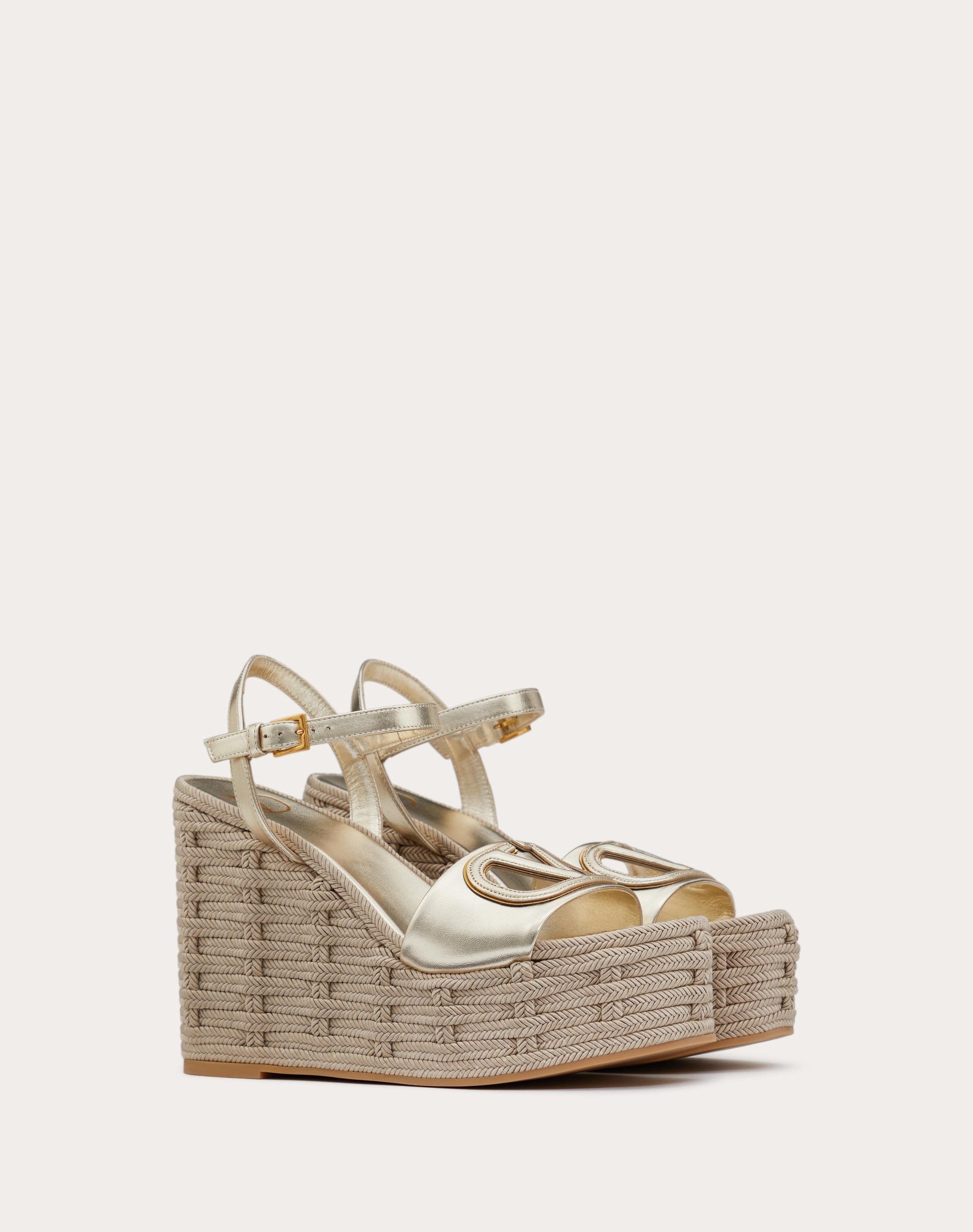 VLOGO CUT-OUT WEDGE SANDAL IN LAMINATED NAPPA LEATHER 110MM - 2