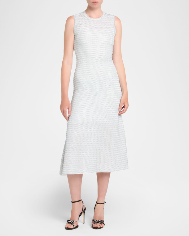 Alexander McQueen Sleeveless Shimmer A-Line Midi Dress outlook