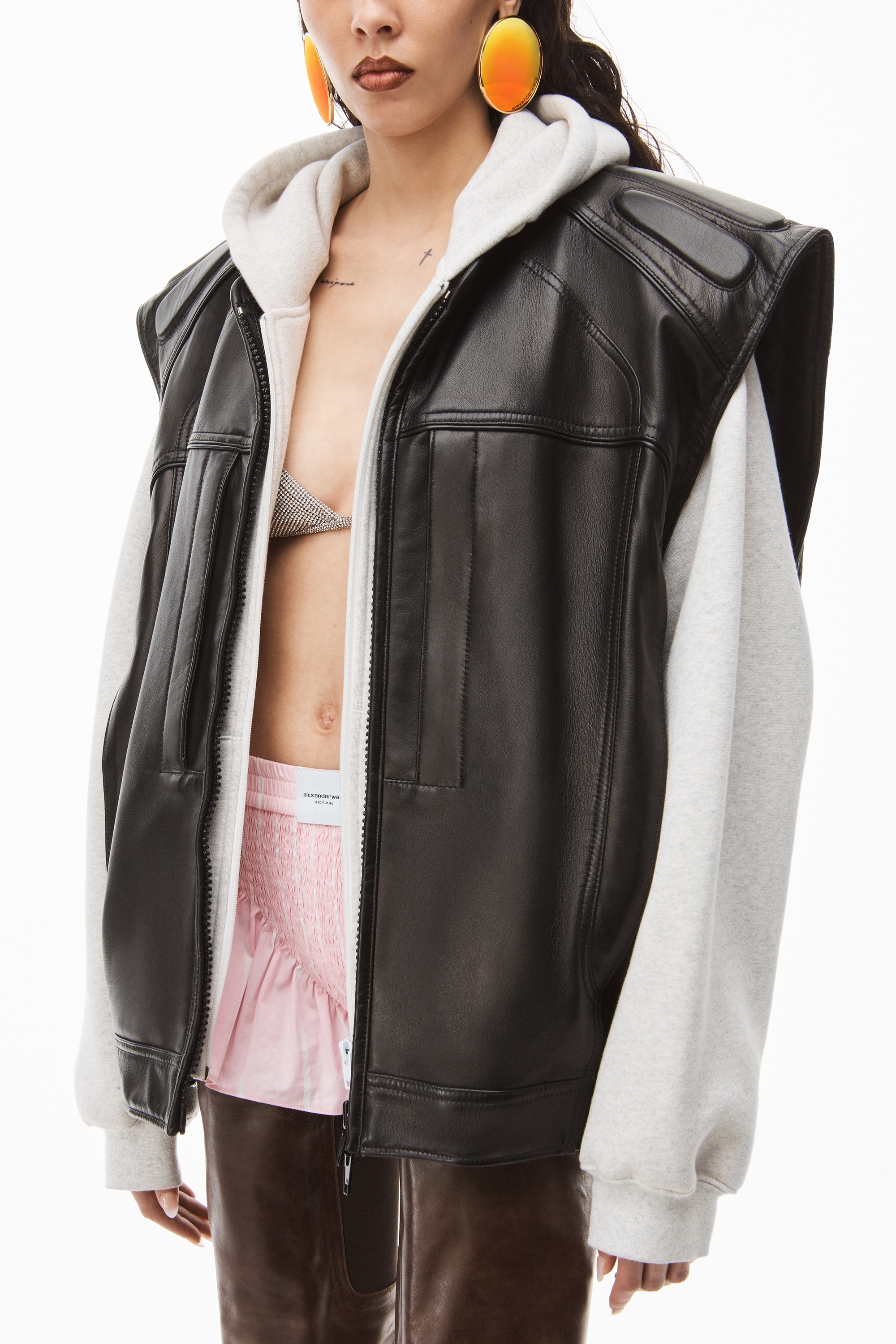 Alexander Wang OVERSIZED MOTO VEST IN BUTTERY LEATHER | REVERSIBLE