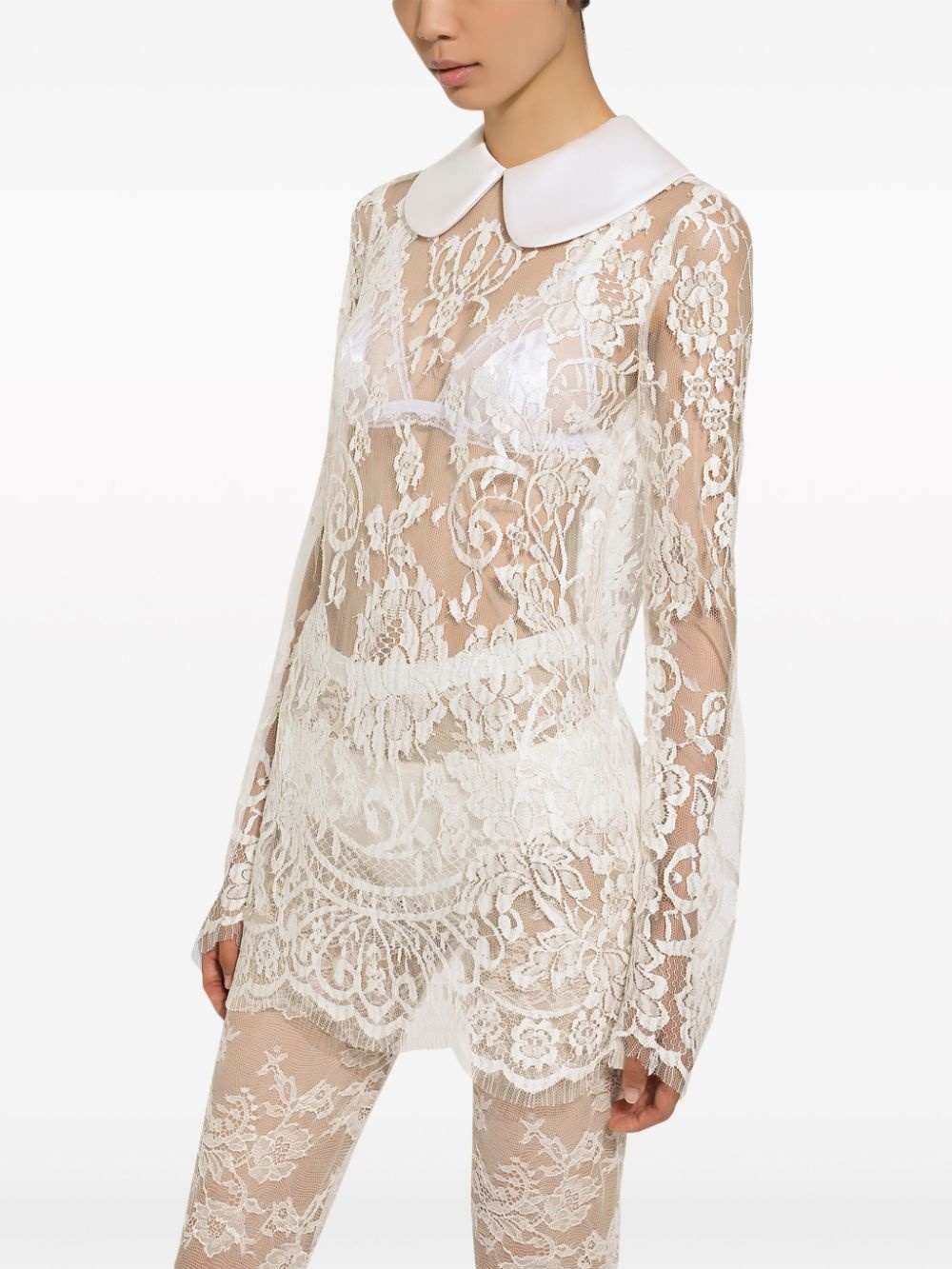 Peter Pan collar lace minidress - 5