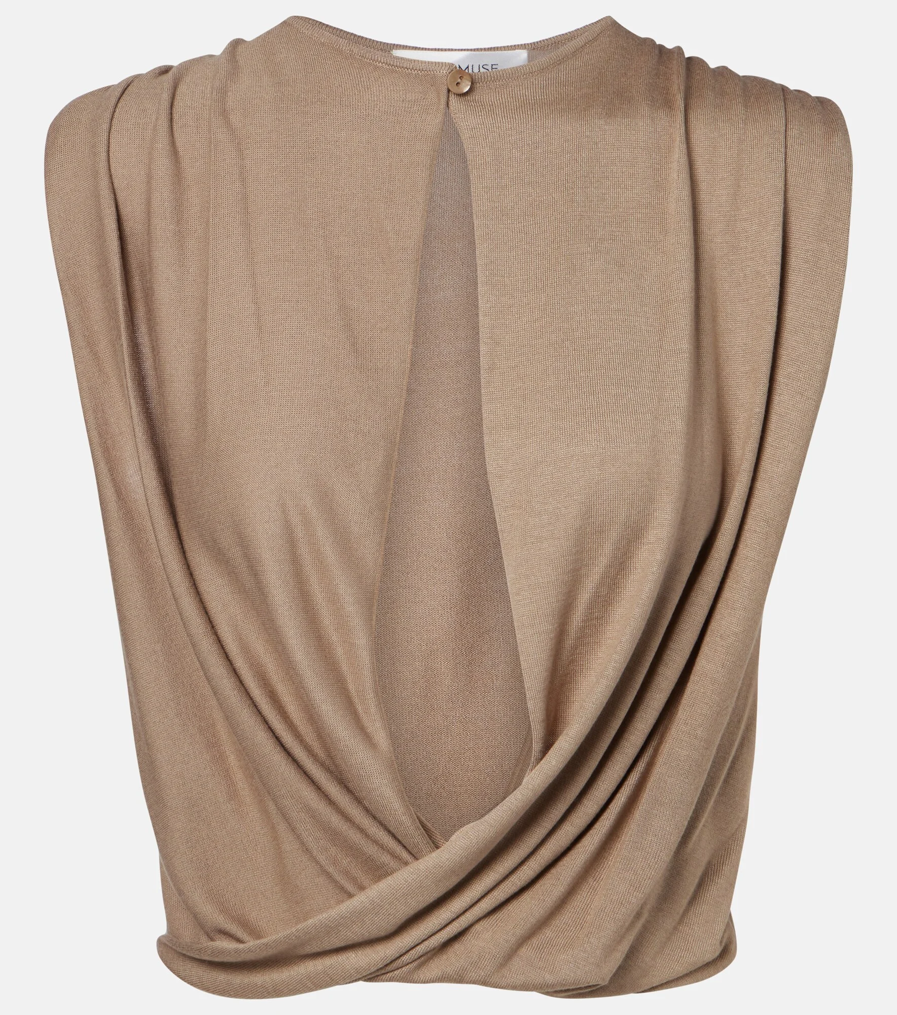 Esme cutout draped silk-blend crop top - 1