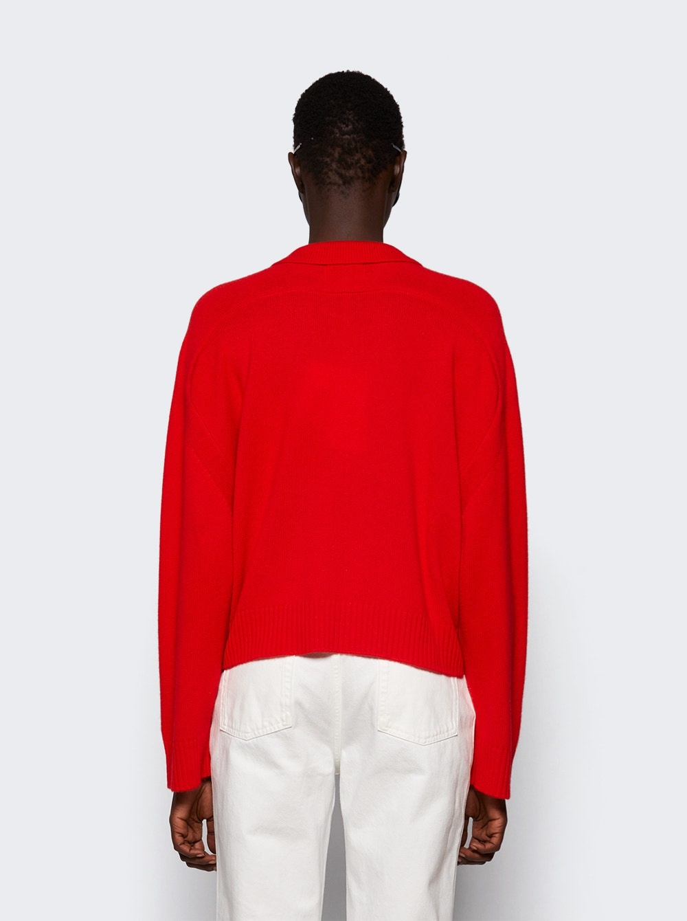 Homere Cashmere Polo Sweater Tomato Red - 5