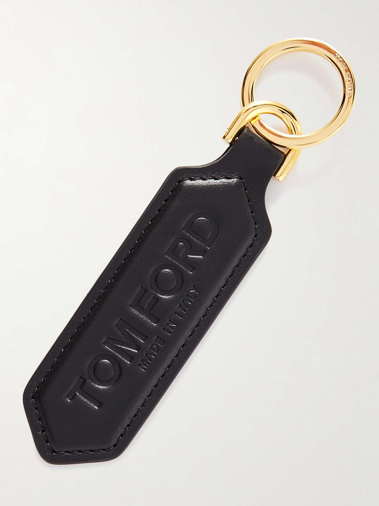 Logo-Debossed Leather and Gold-Tone Key Fob - 1