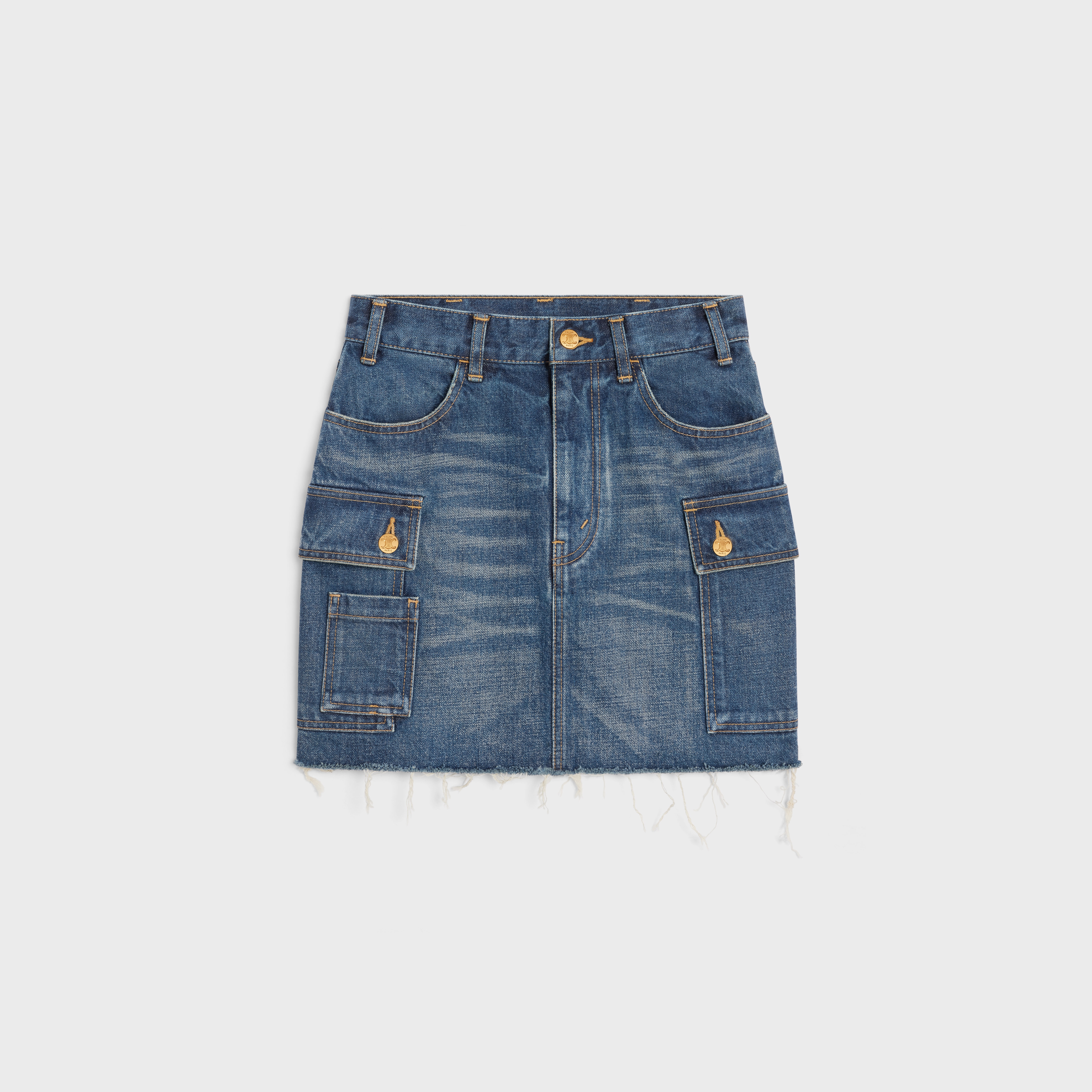cargo mini skirt in dark union wash denim - 1
