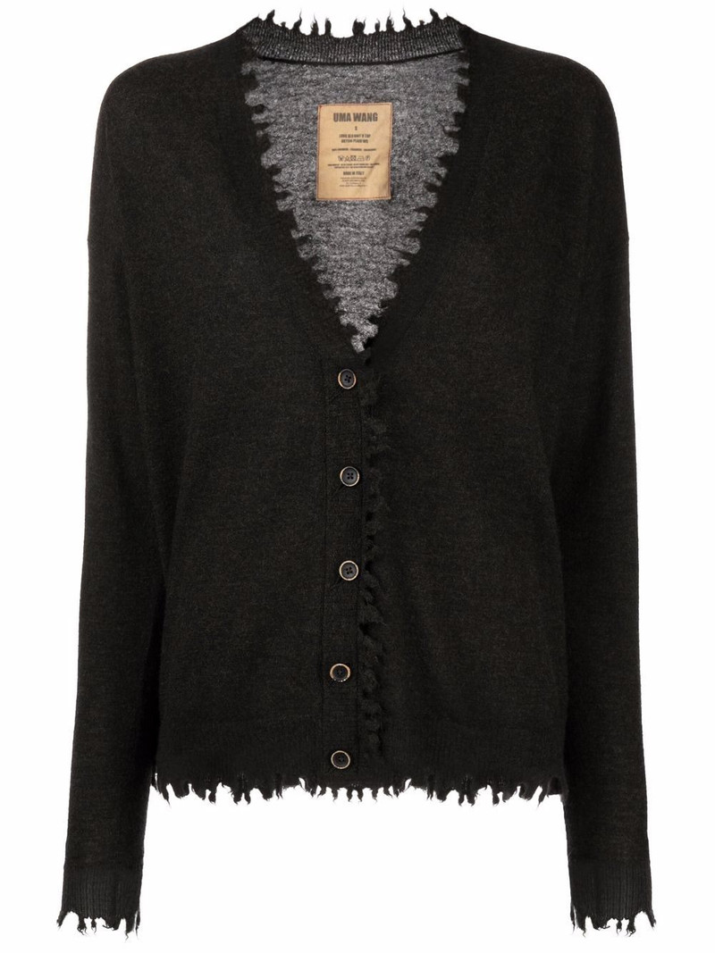 frayed-edge cashmere cardigan 1