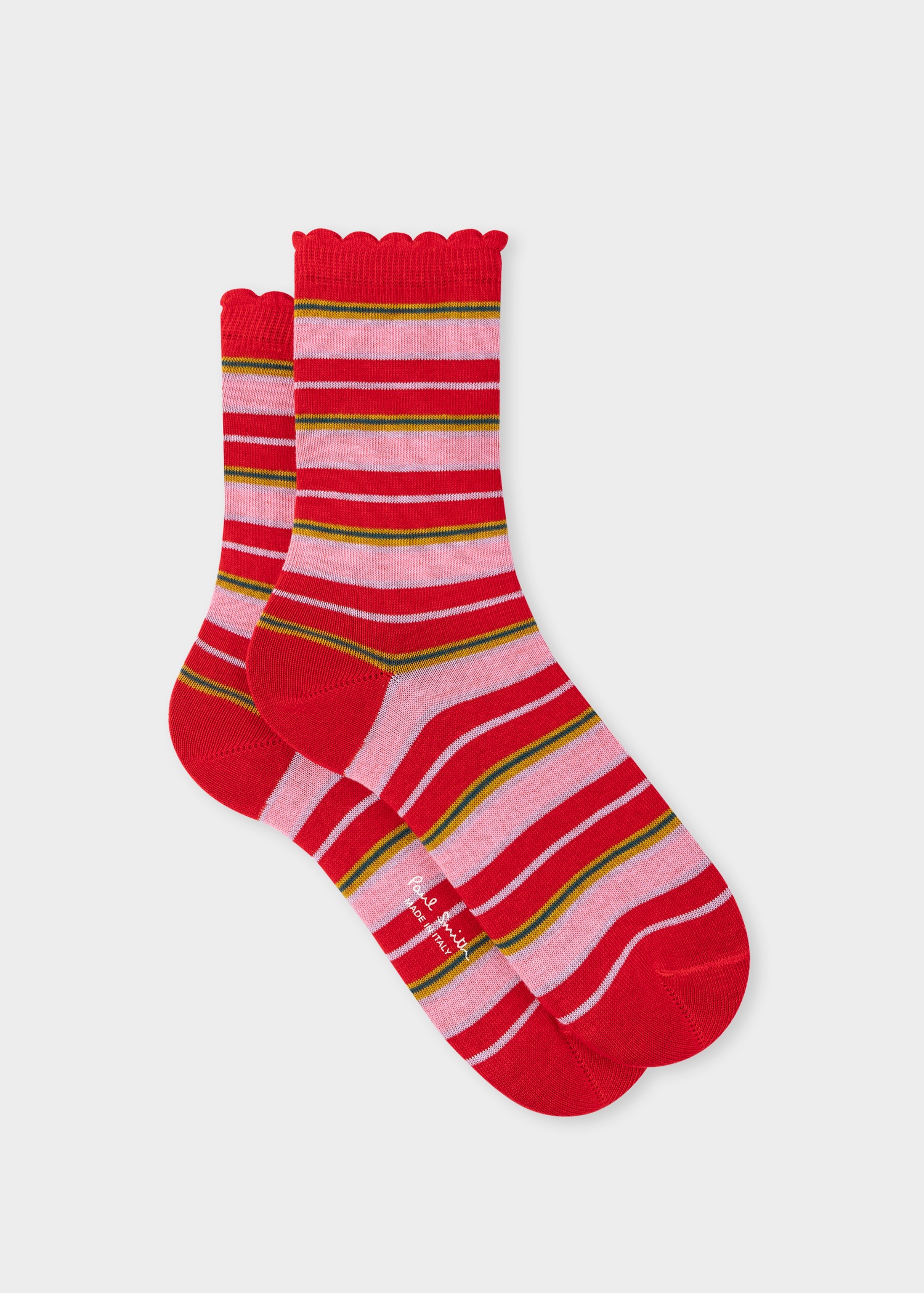 Women's Red Stripe Frill Socks - 1