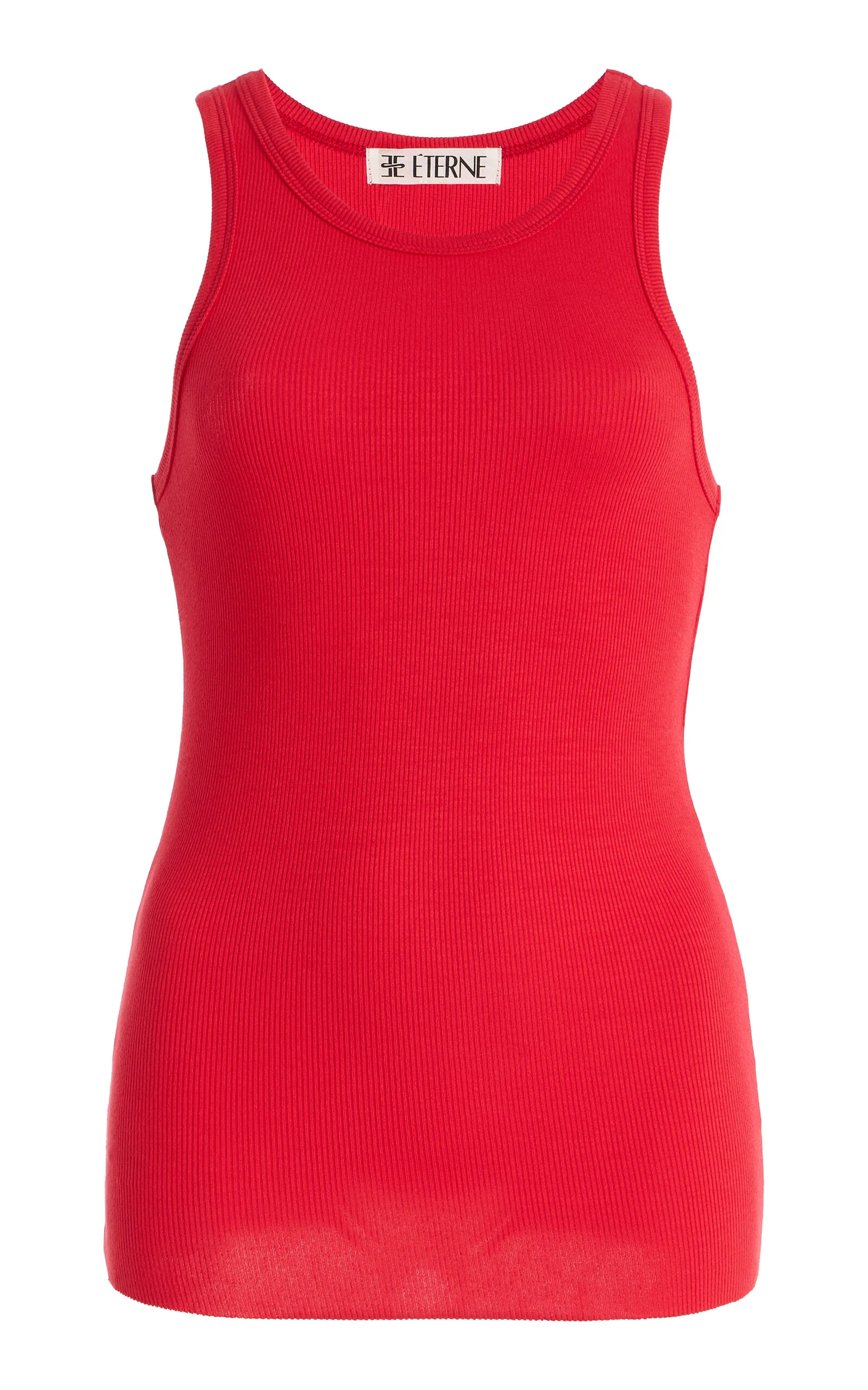 High-Neck Fitted Jersey Tank Top red - 1