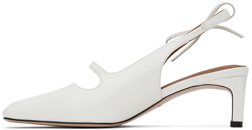 White Side Bow Square Toe Heels - 3