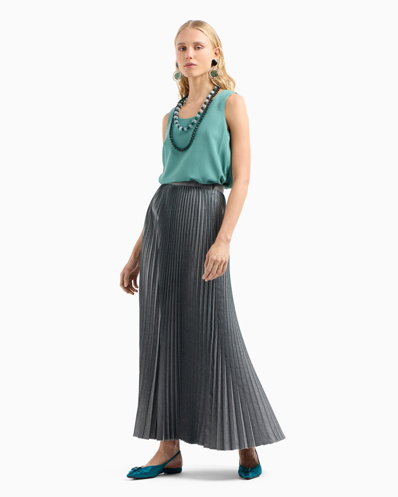 EMPORIO ARMANI Pleated flannel long skirt outlook