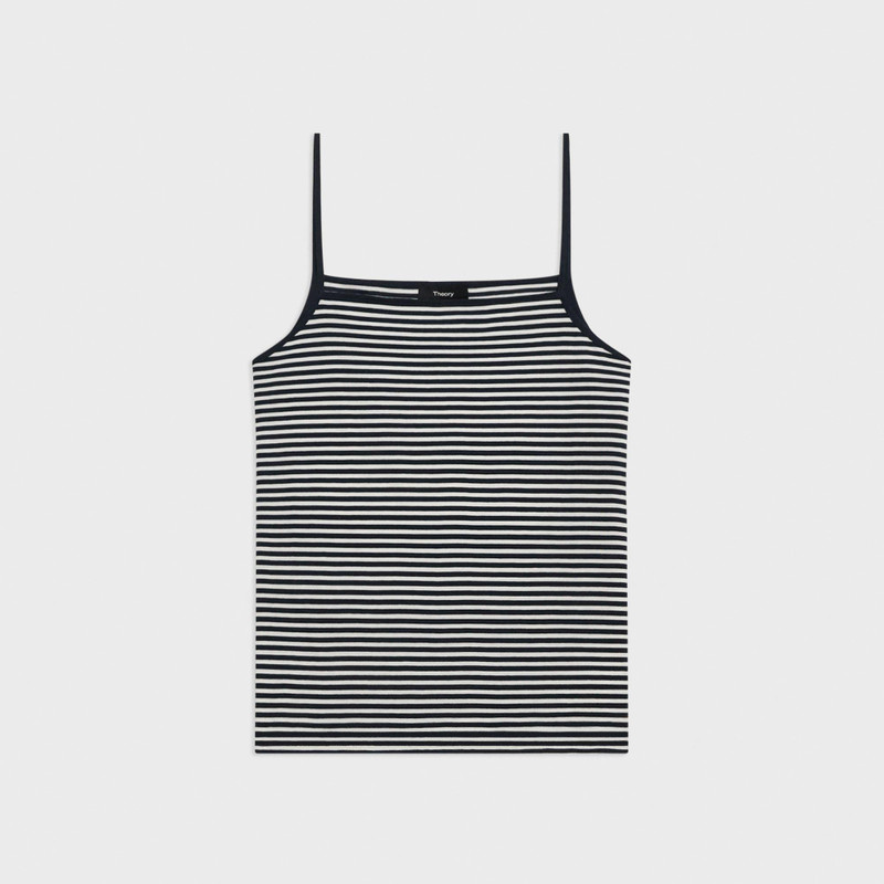 Square Neck Tank in Striped Pima Cotton 1